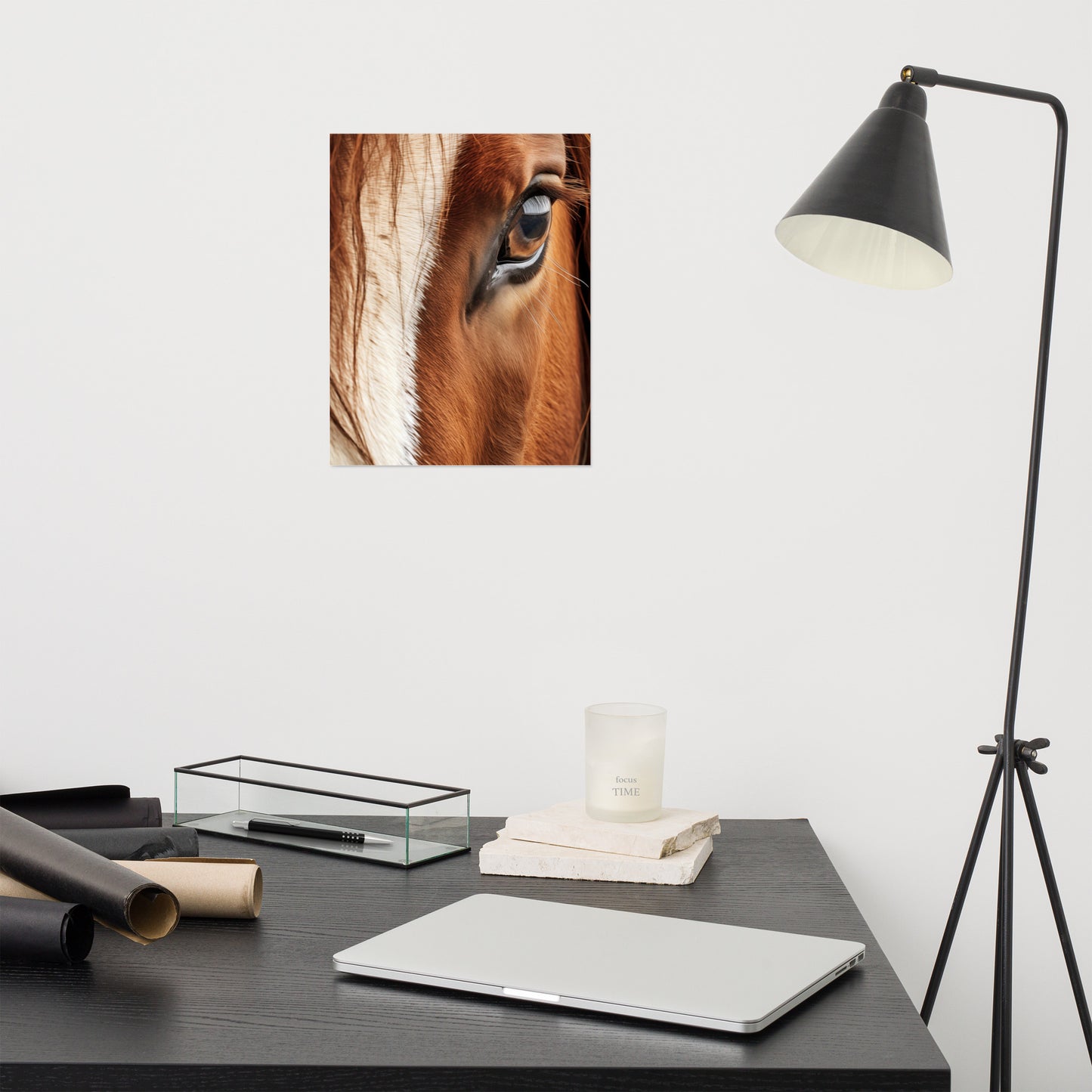 Horse Wall Art: Chestnut and Cream Photorealism - Digital Artwork Loose Art Print