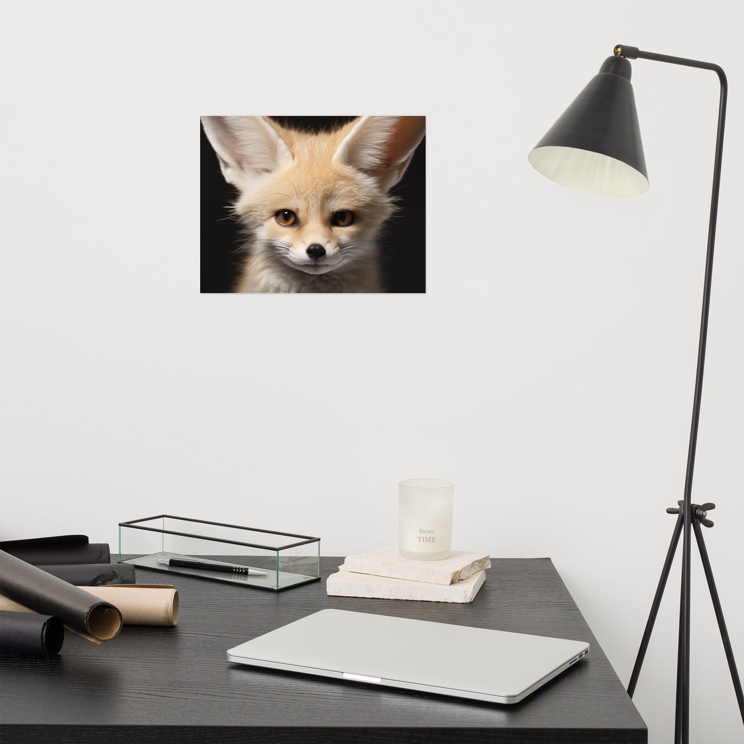 Fox Art: Close-up of a Desert Fox Fennec Fox Photorealism - Digital Artwork Loose Art Print