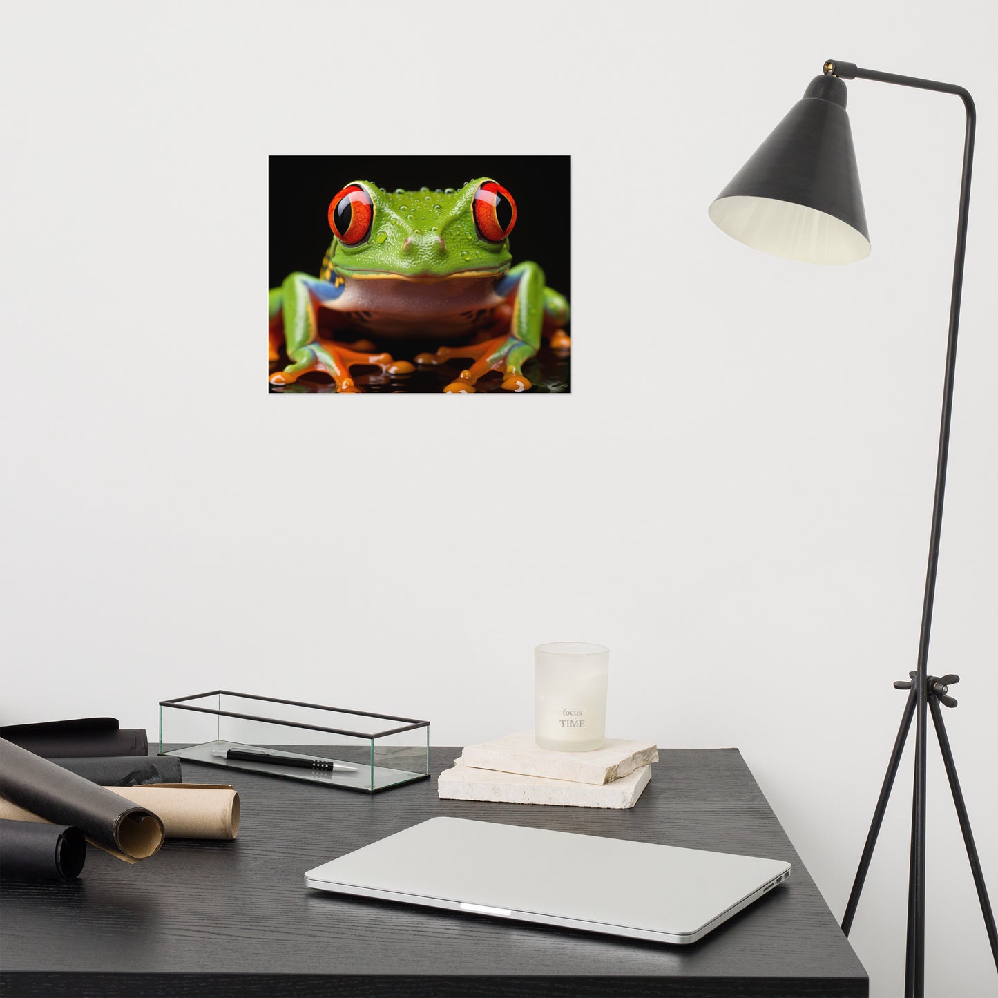 Crimson Gaze Red Eyed Tree Frog Close-up Photorealism - Digital Artwork Loose Art Print