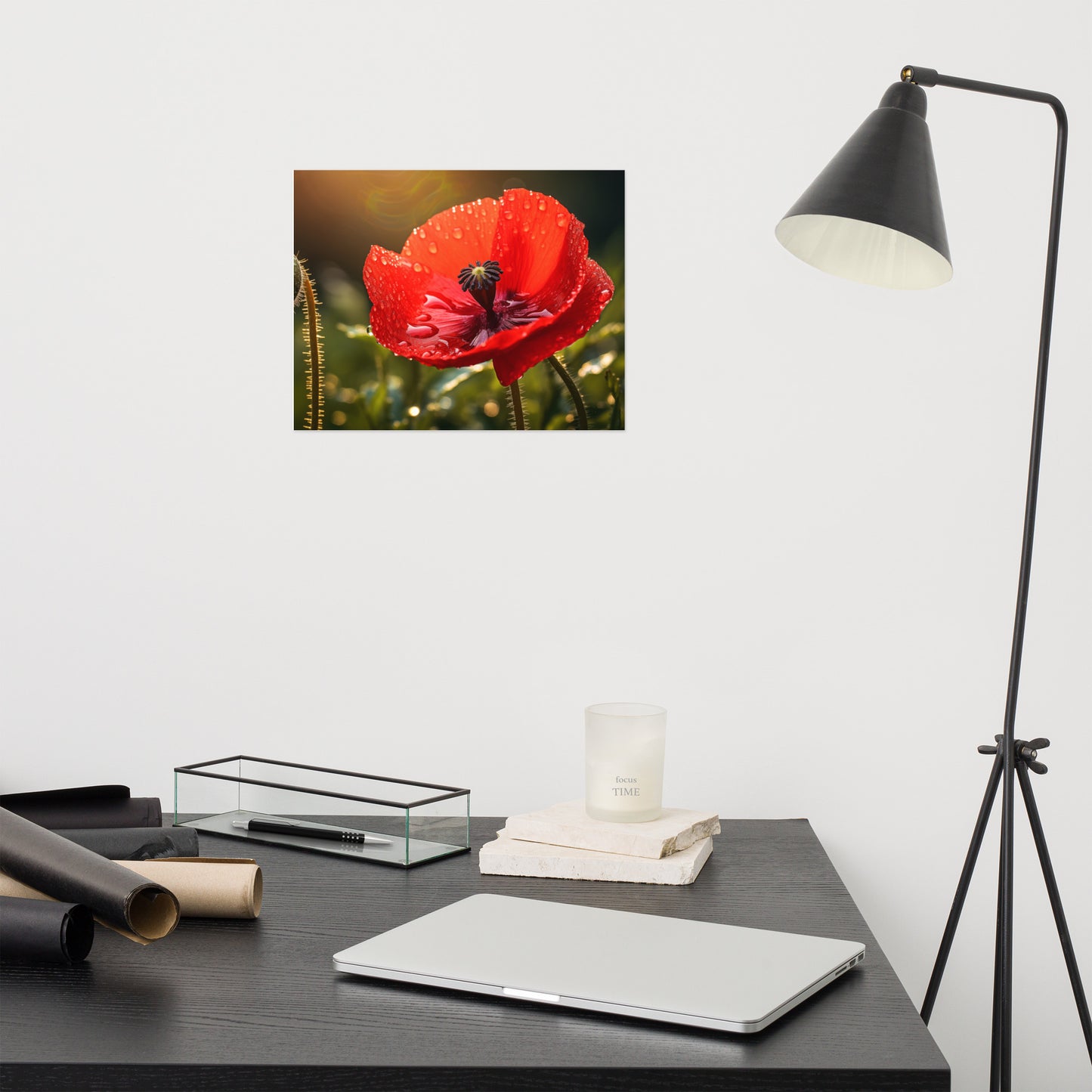 Flower Prints Unframed: Crimson Tears Photorealism - Digital Artwork Loose Art Print