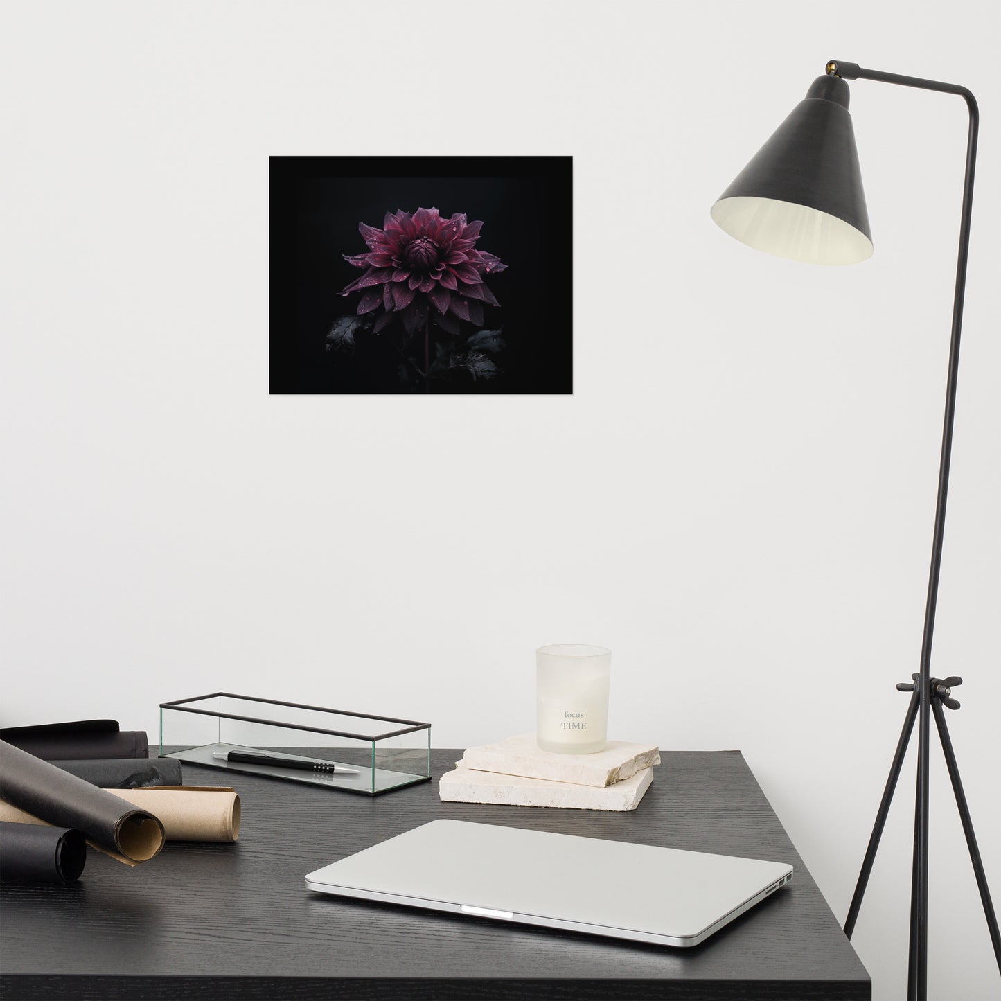 Dark Floral Artwork: Dahlia's Dream Photorealism - Digital Loose Art Print