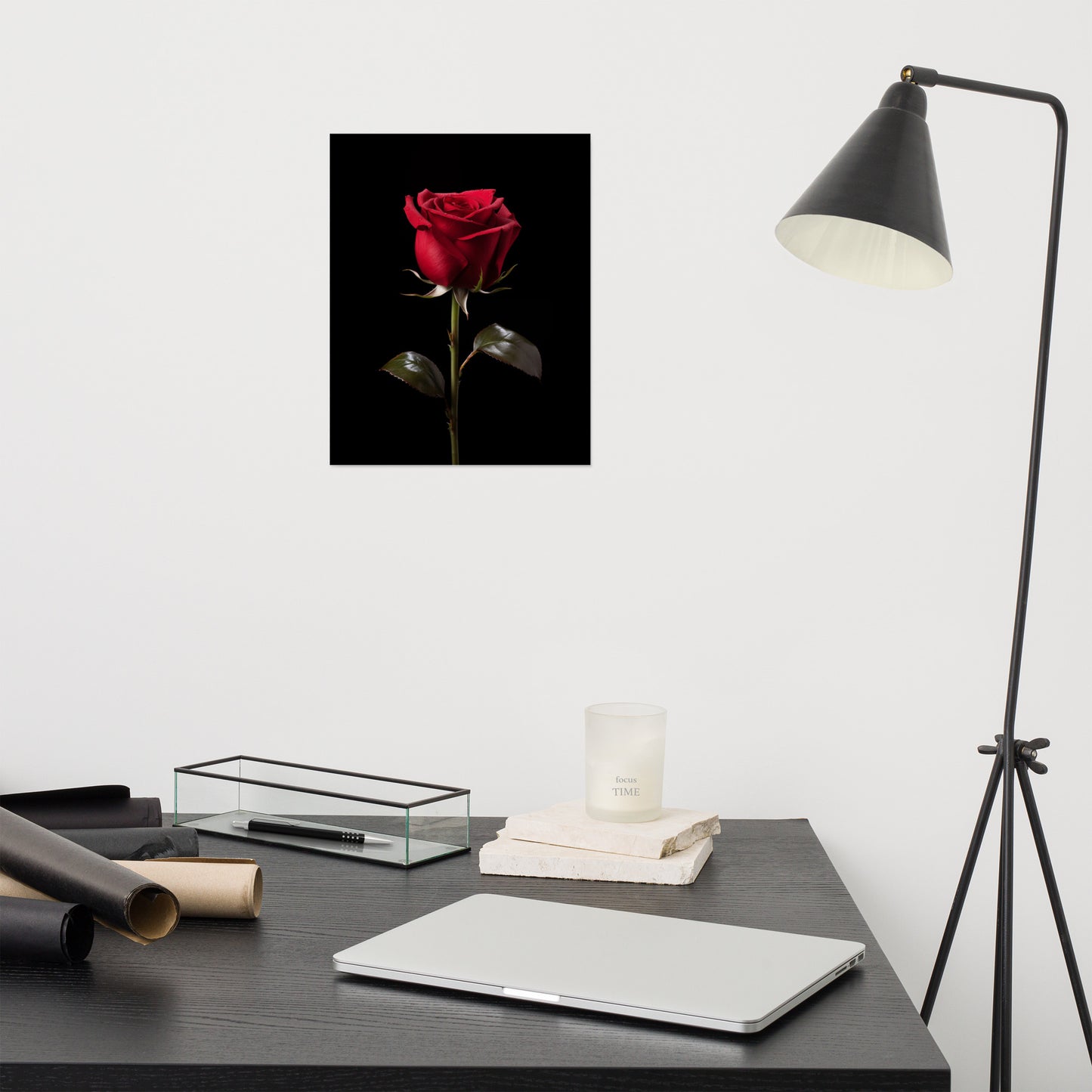 Red Flower Art: Dark Romance Photorealism - Digital Artwork Loose Art Print