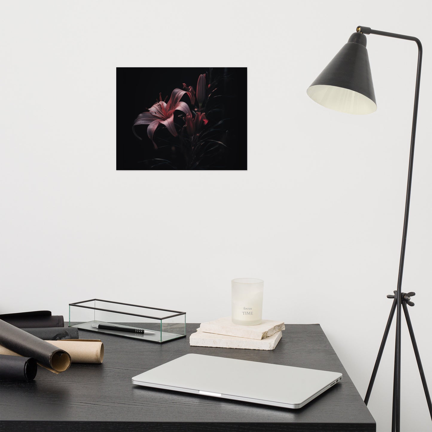 Flower Modern Art: Darkest Desire Dark Floral Photorealism - Digital Artwork Loose Art Print