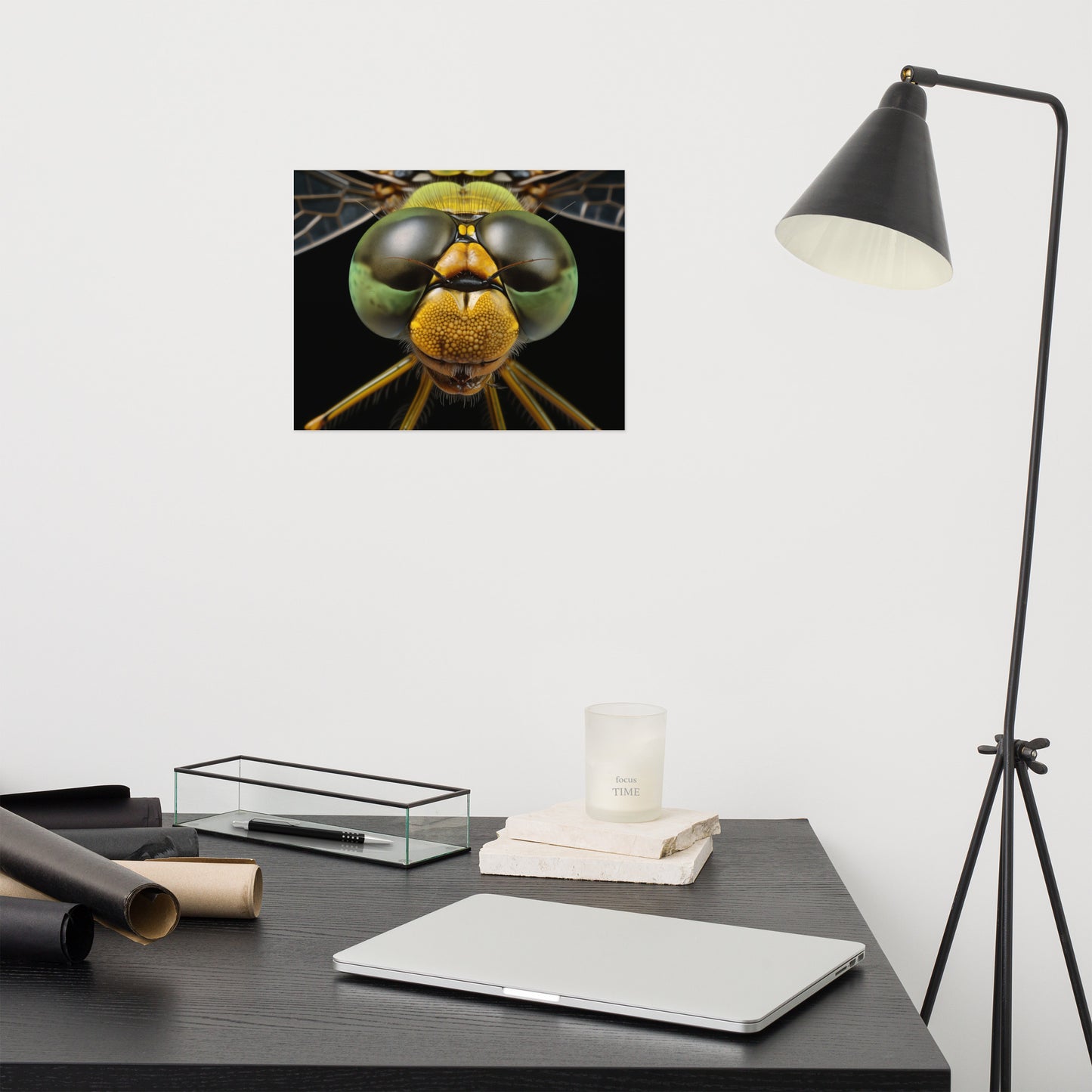 Wildlife Art: Dragonfly Close-Up Portrait Photorealism - Digital Artwork Loose Art Print