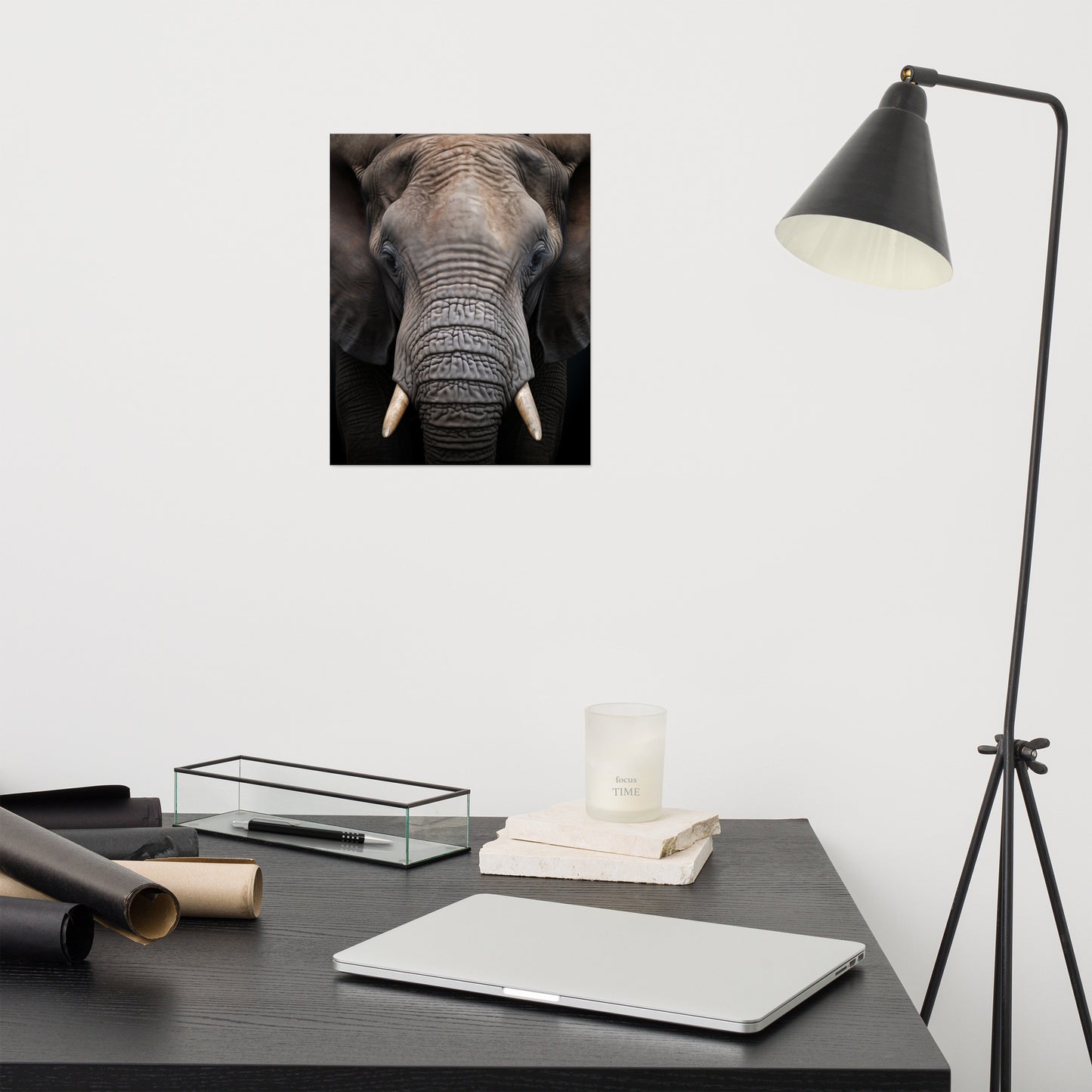 Wall Art Wildlife: Elephant Photorealism - Digital Artwork Loose Art Print