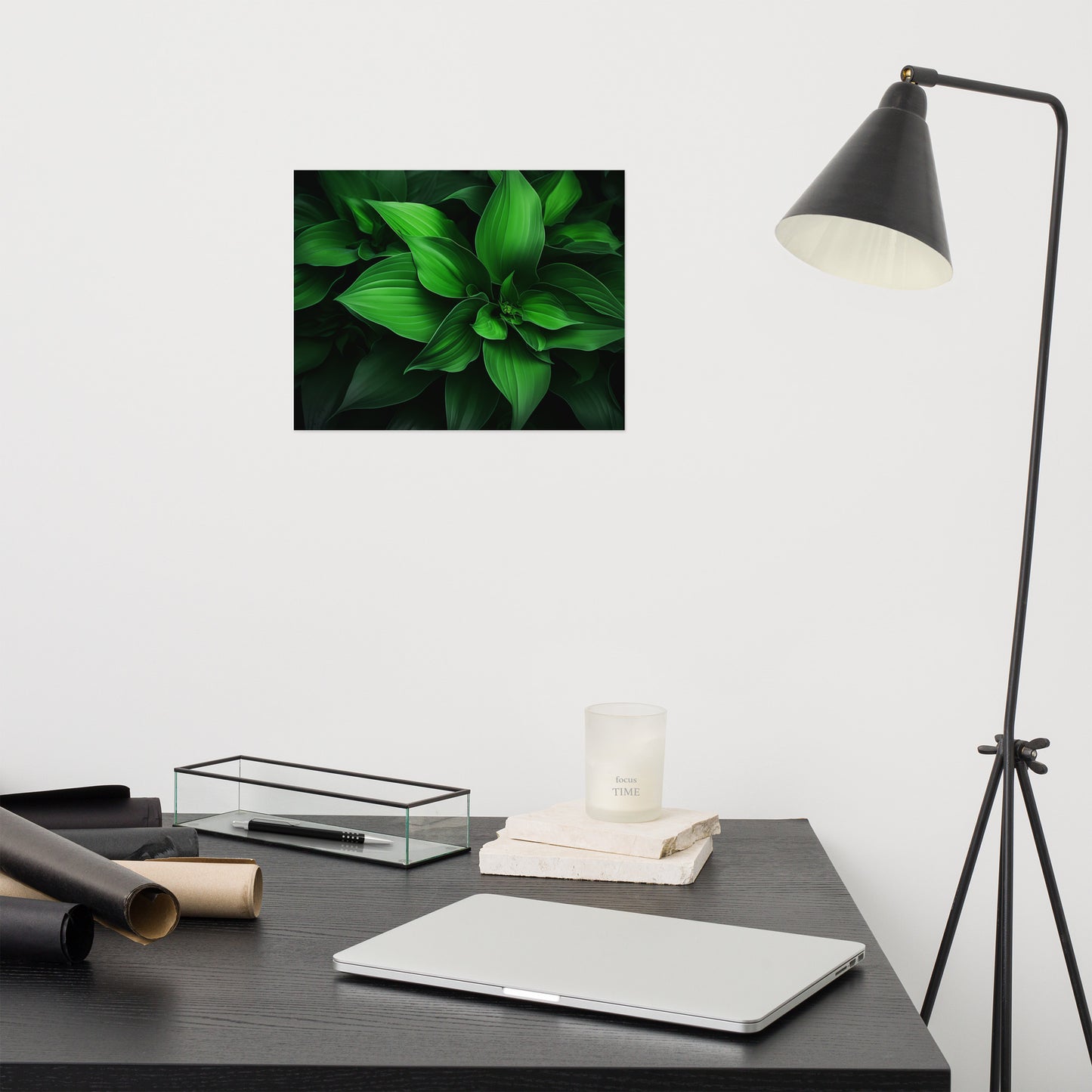 Neutral Botanical Prints: Emerald Symphony Green Plants Photorealism - Digital Artwork Loose Art Print