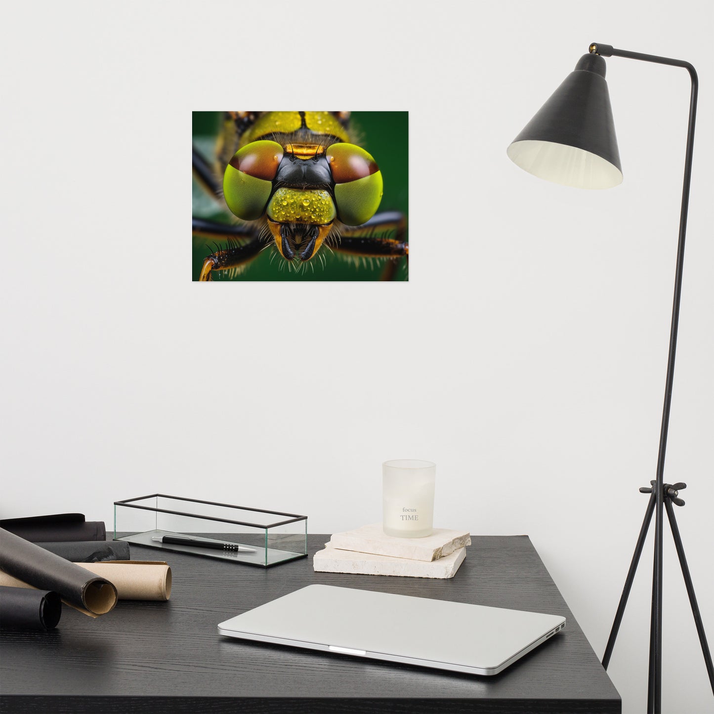 Dragonfly Poster Art: Emerald Vision Photorealism - Digital Artwork Loose Art Print