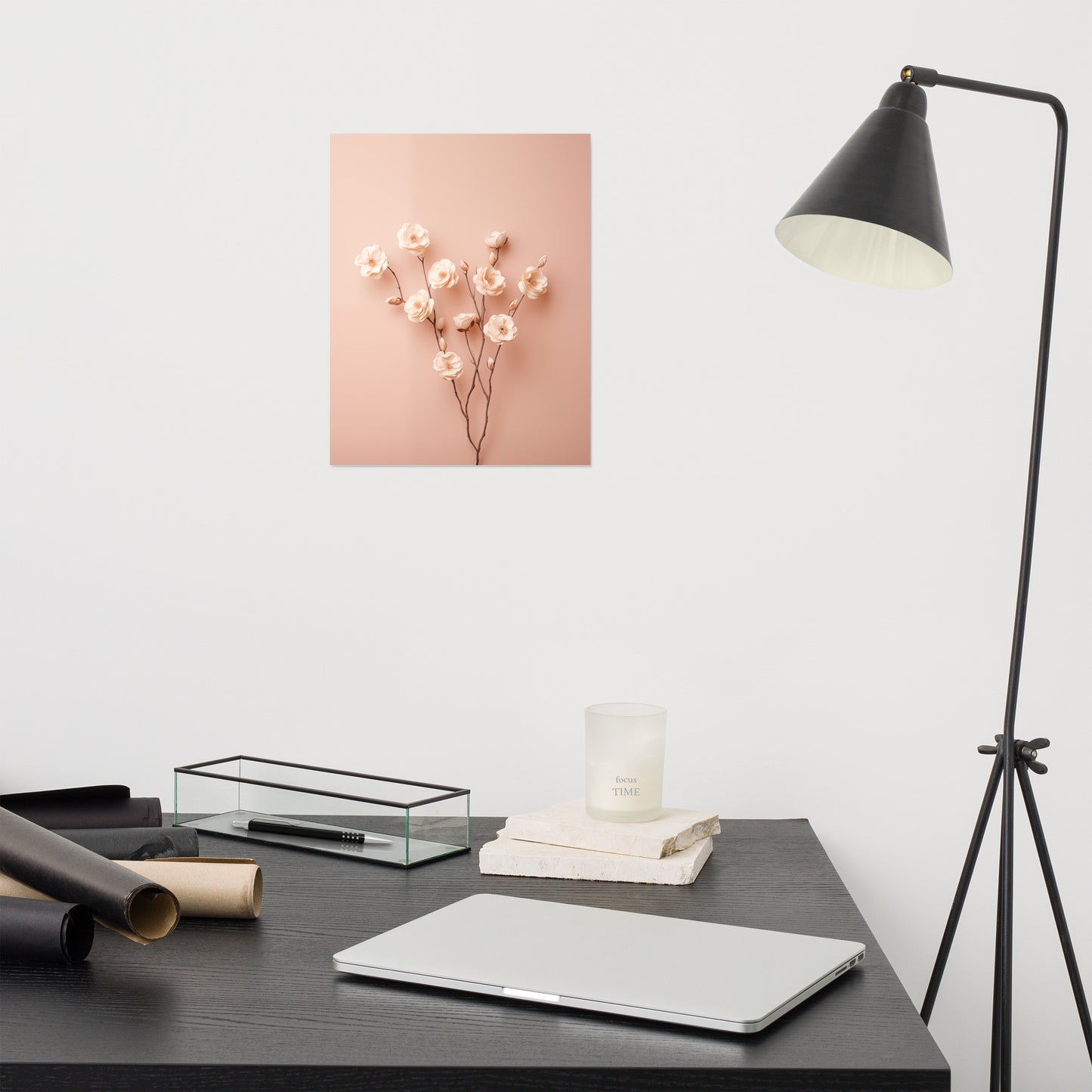 Cream Floral Wall Art: Ephemeral Elegance Minimal Photorealism - Digital Artwork Loose Art Print