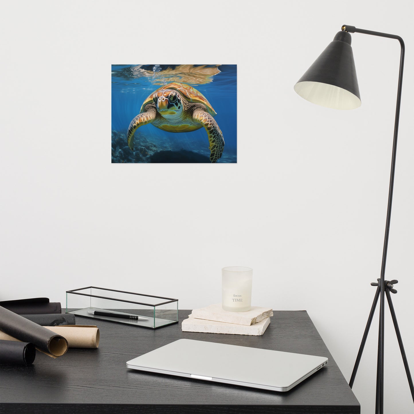 Sea Turtle Art: Eternal Voyager Coastal Illustration - Digital Artwork Loose Art Print