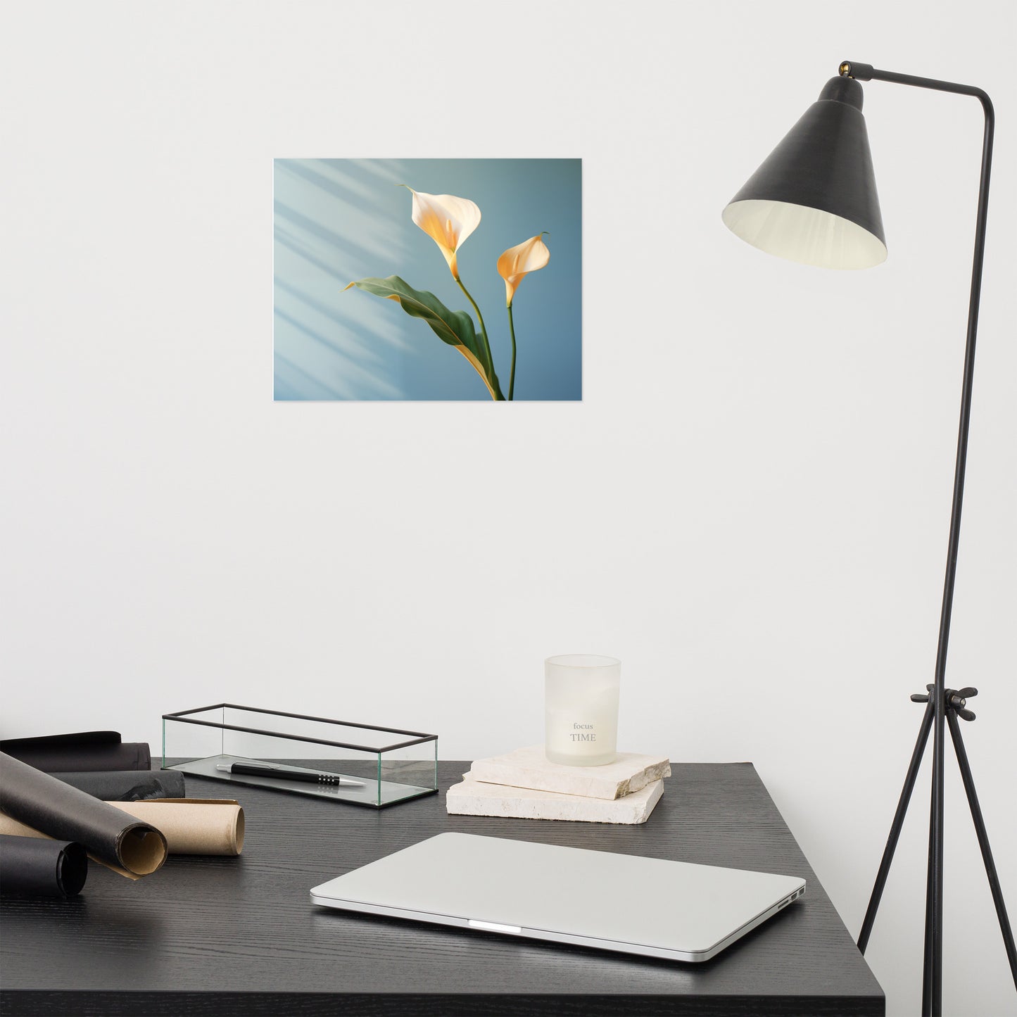 Floral Serenity Calla Lily Minimal Photorealism - Digital Artwork Loose Art Print