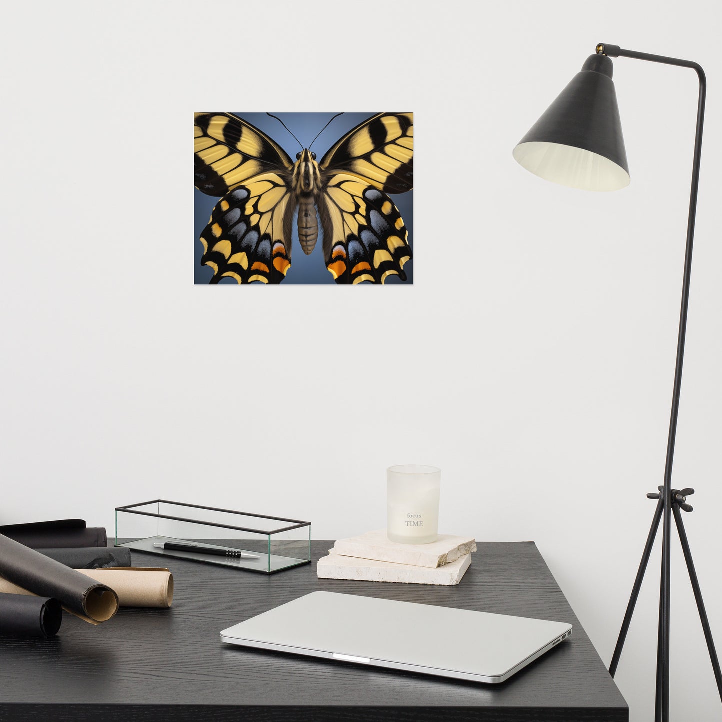 Flutter of Fancy Swallowtail Butterfly Close-up Photorealism - Digital Artwork Loose Art Print