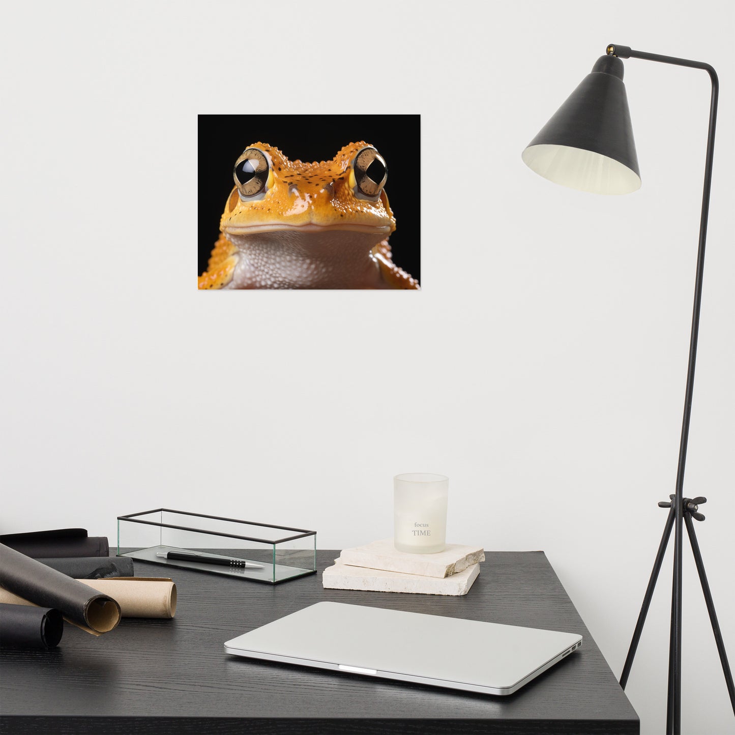 Froggy Face-Off Neobatrachia Frog Close-up Photorealism - Digital Artwork Loose Art Print