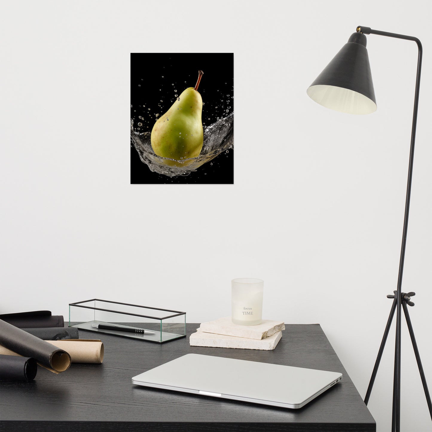 Fruity Fusion Pear in Water Photorealism - Digital Artwork Loose Art Print