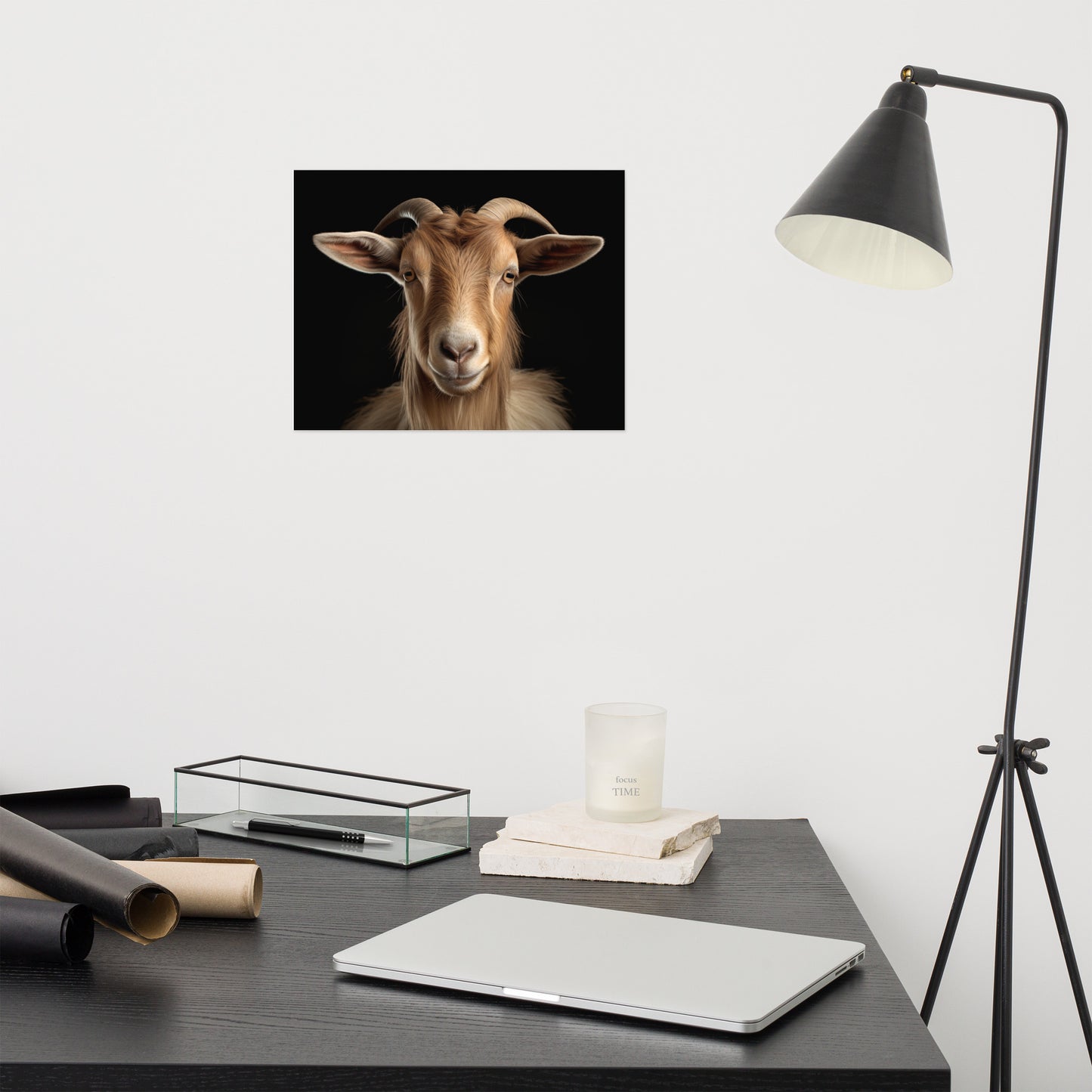 Goat Portrait Photorealism - Digital Artwork Loose Art Print