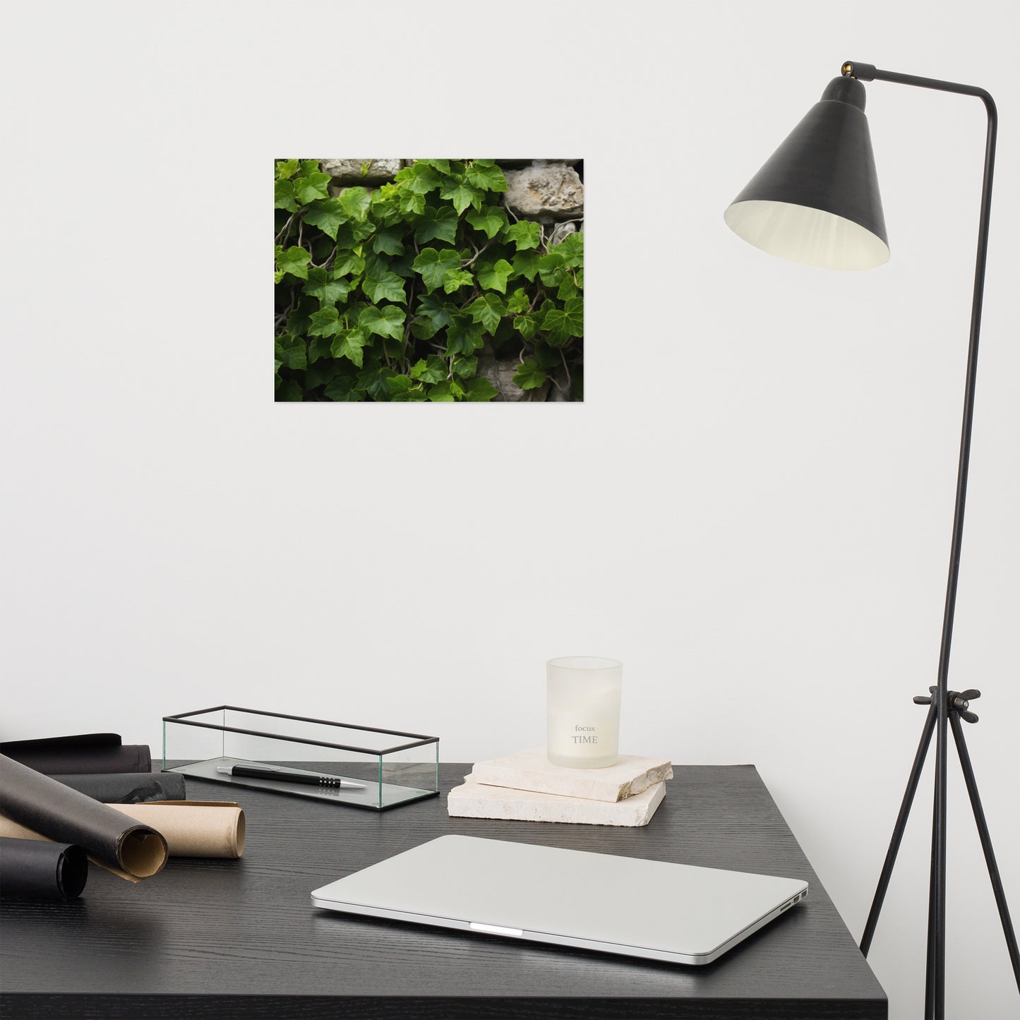 Ivy on Stone Wall Photorealism - Digital Artwork Loose Art Print