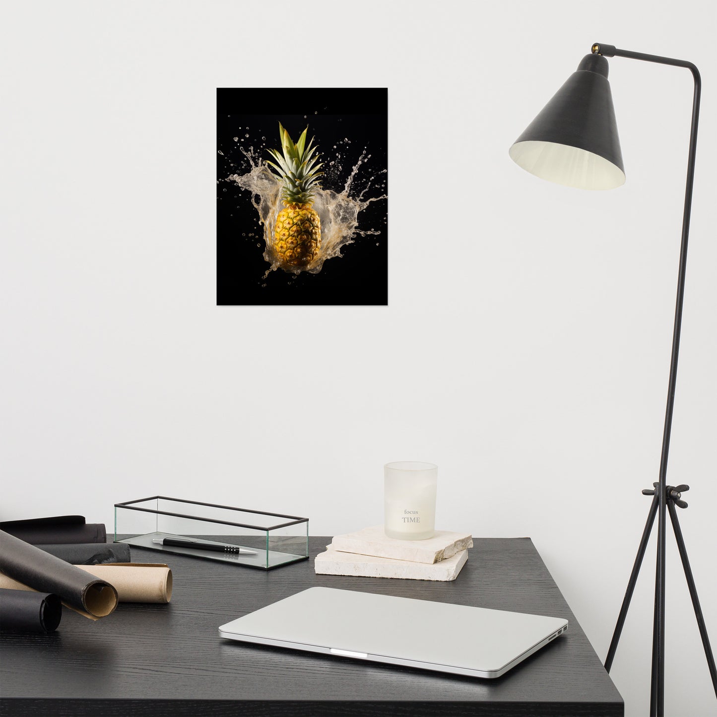 Juicy Joy Pineapple in Water Photorealism - Digital Artwork Loose Art Print