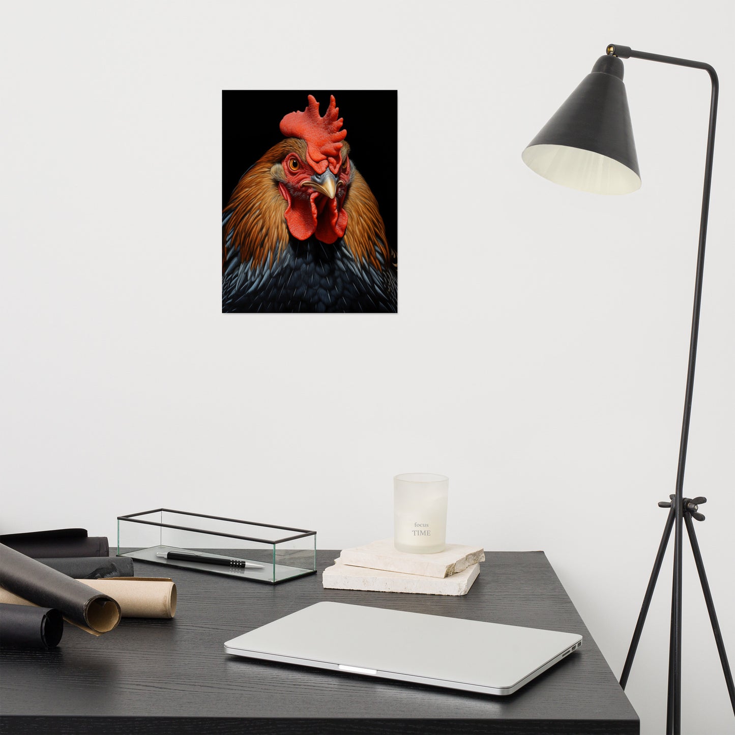 King of the Coop Rooster Portrait Photorealism - Digital Artwork Loose Art Print