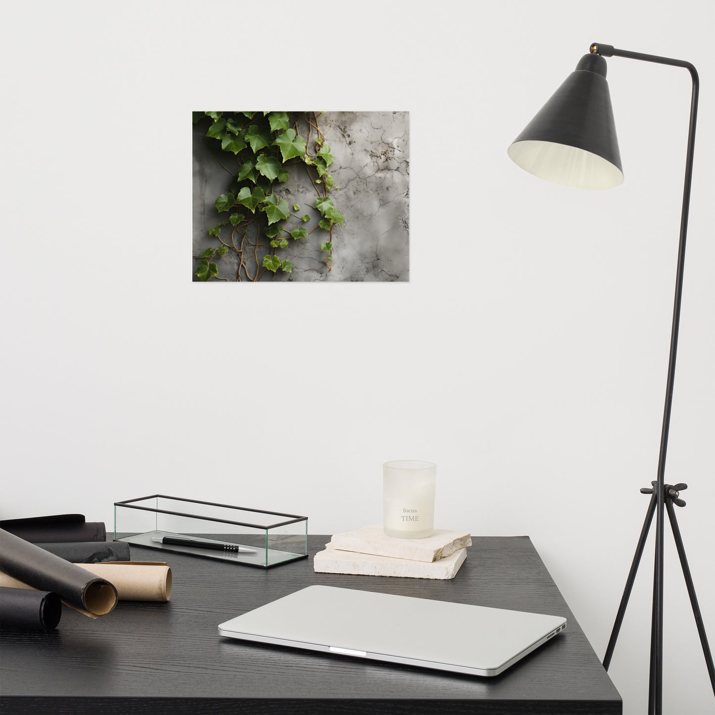 Life on the Wall - Ivy on Stone Photorealism - Digital Artwork Loose Art Print