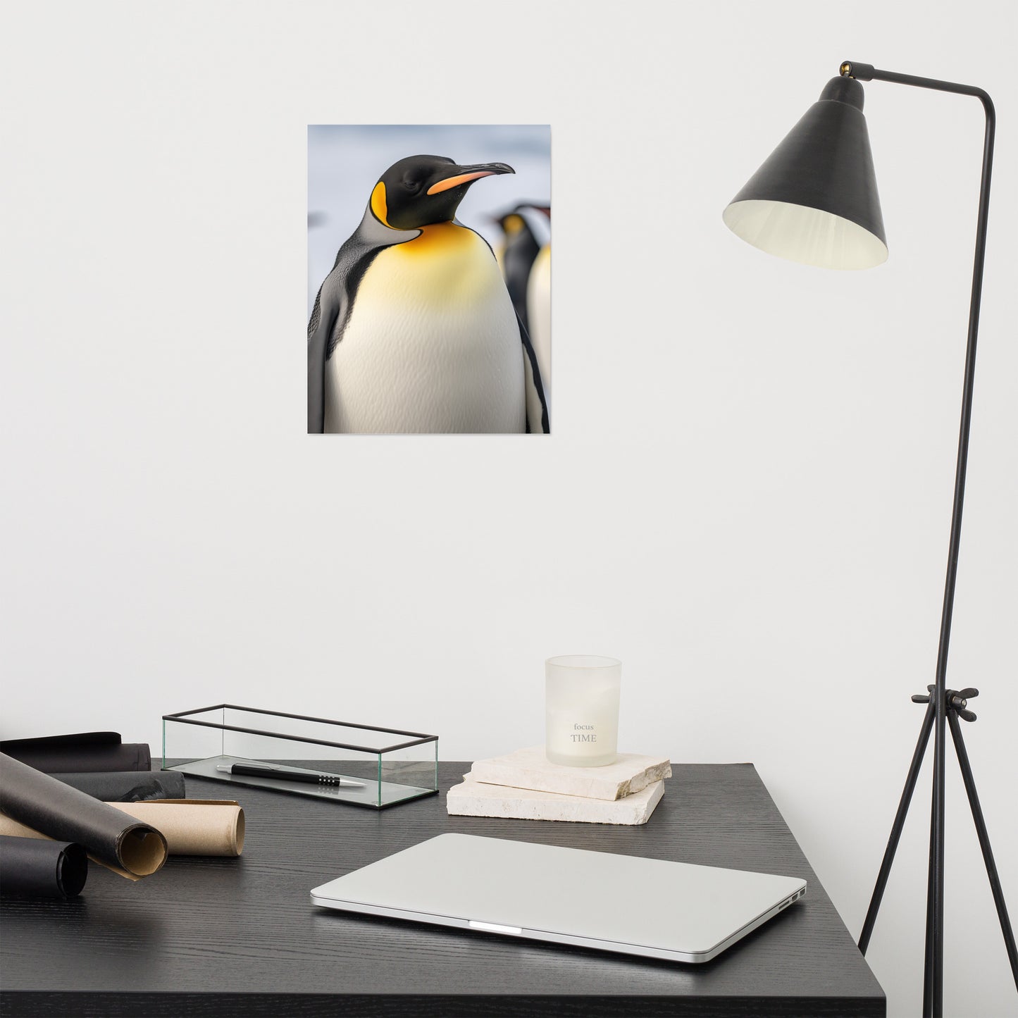 Majestic Penguin Glare Photorealism - Digital Artwork Loose Art Print