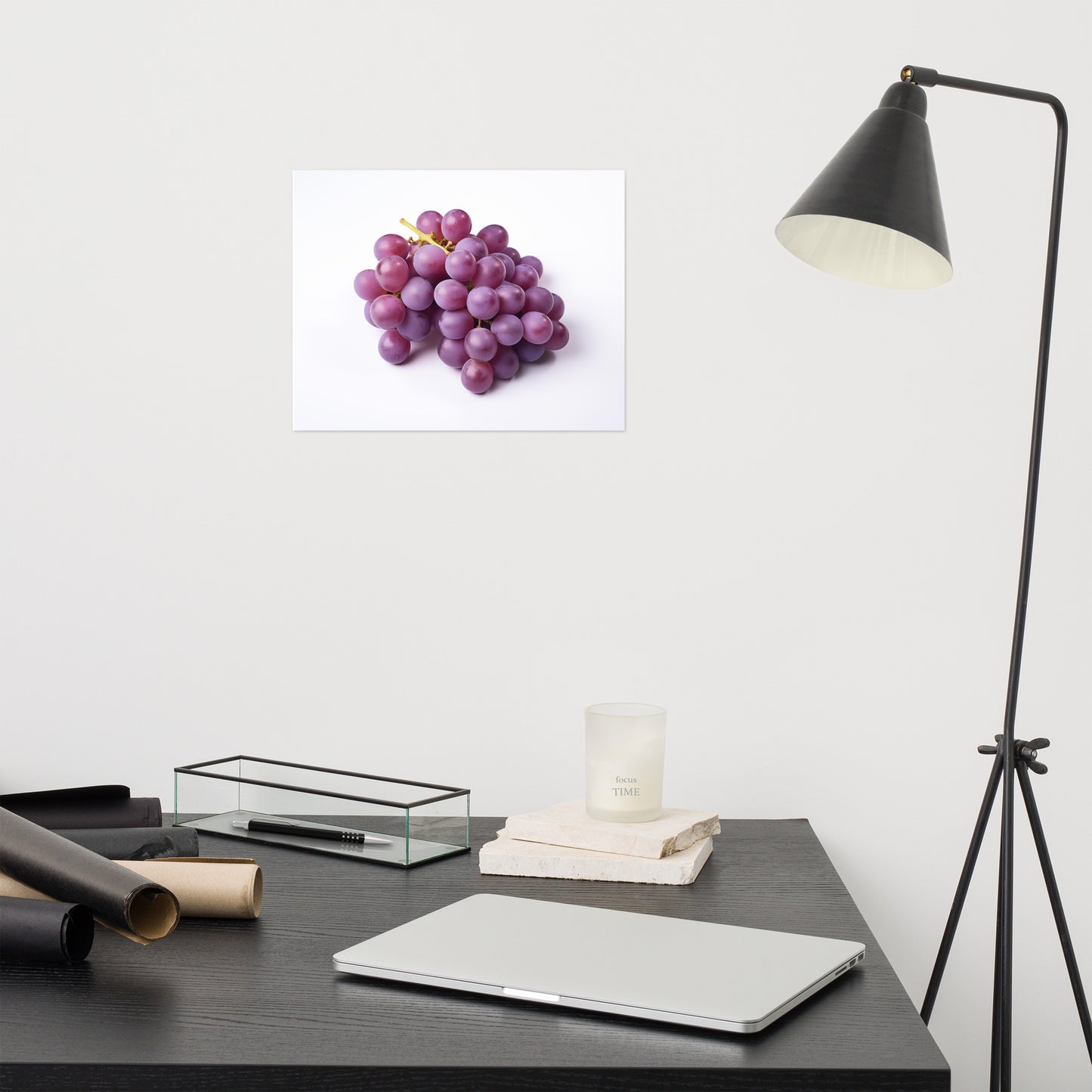 Nature's Candy Purple Grapes on White photorealism - Digital Artwork Loose Art Print