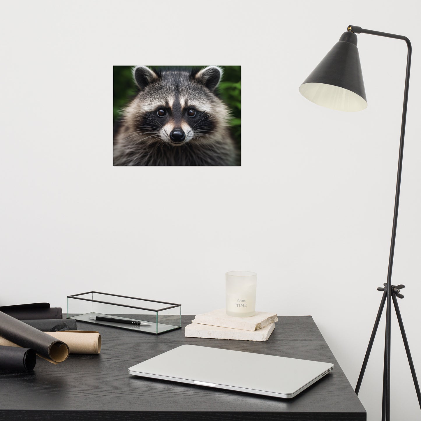 Night Prowler Raccoon Portrait Photorealism - Digital Artwork Loose Art Print