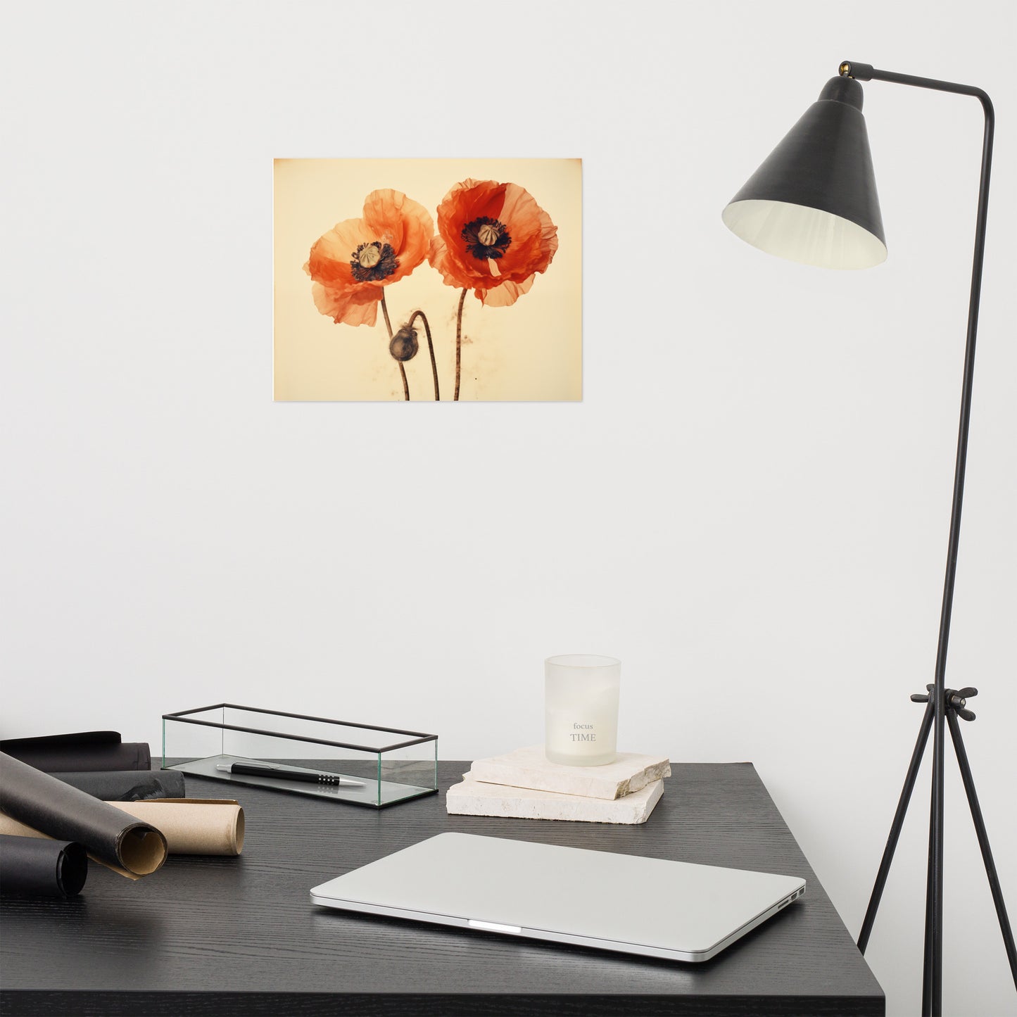 Poppy Symphony Retro Subdued Watercolor - Digital Artwork Loose Art Print