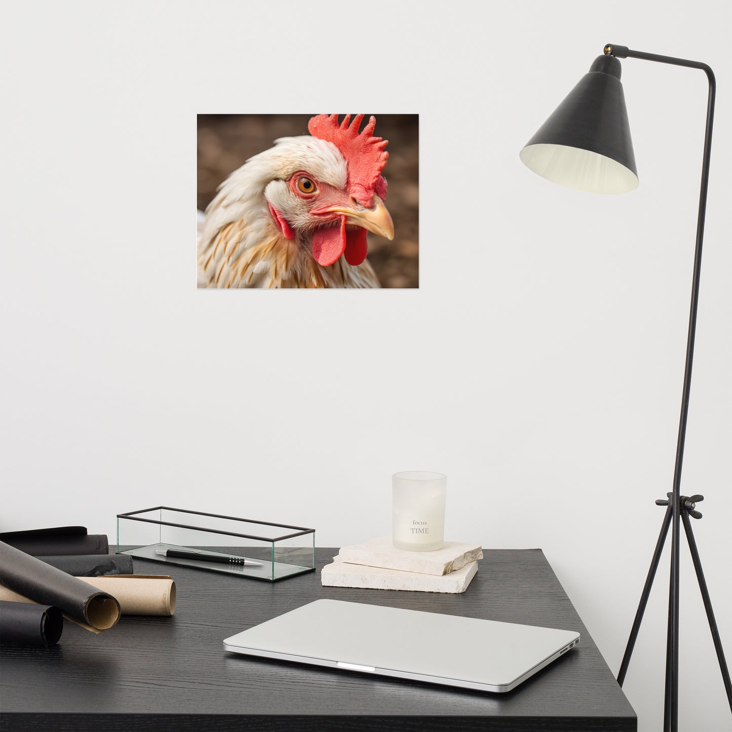 Portrait of a Hen Photorealism - Digital Artwork Loose Art Print