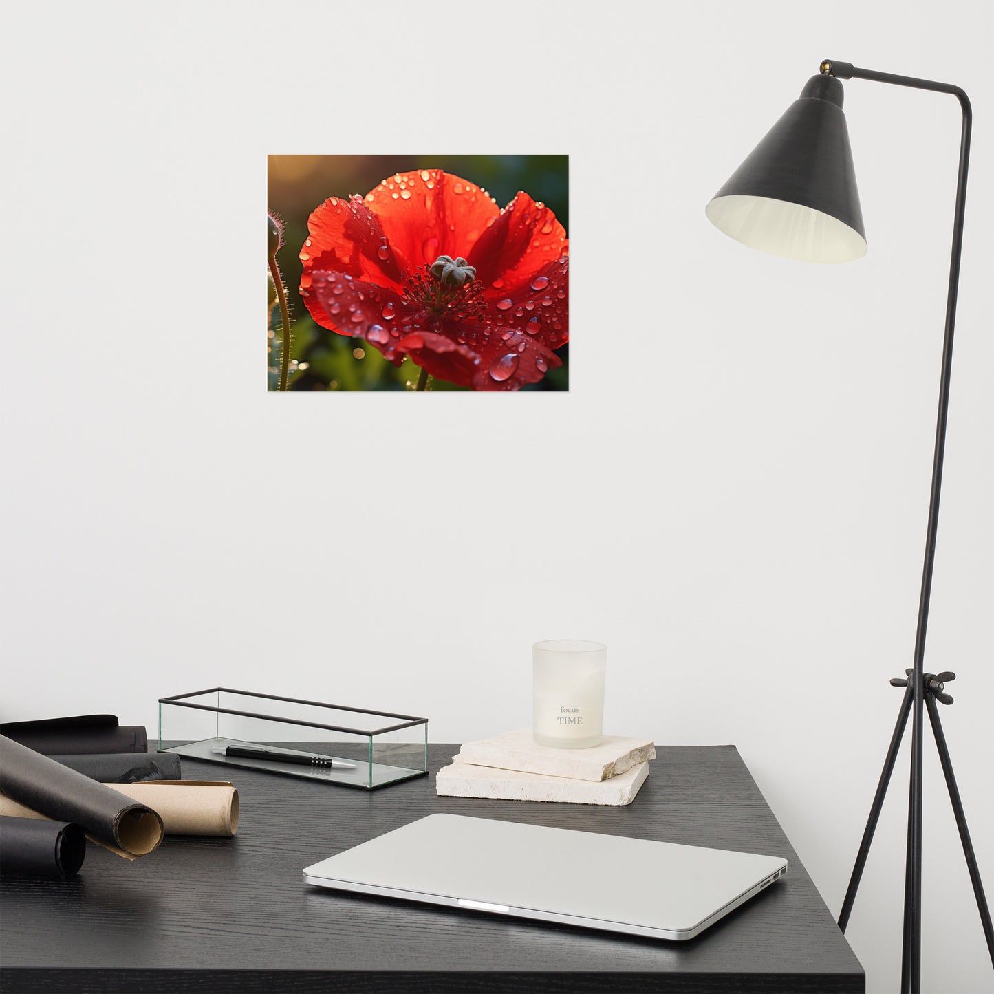 Red Reverie Close-up Poppy Photorealism - Digital Artwork Loose Art Print