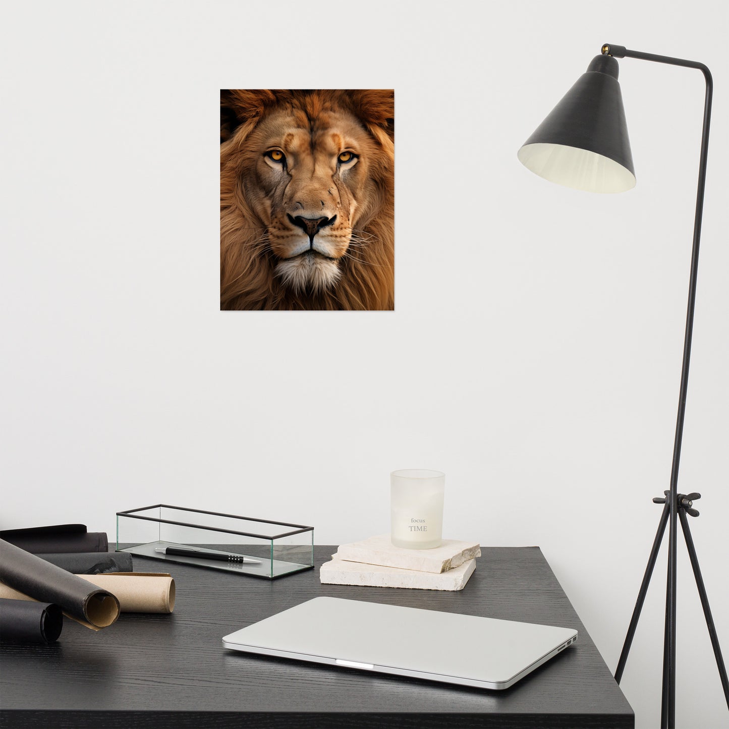 Regal Gaze Lion Photorealism - Digital Artwork Loose Art Print