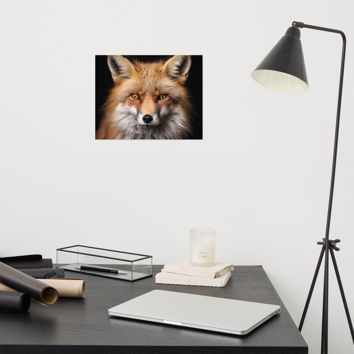 Russet Royalty Red Fox Portrait Photorealism - Digital Artwork Loose Art Print