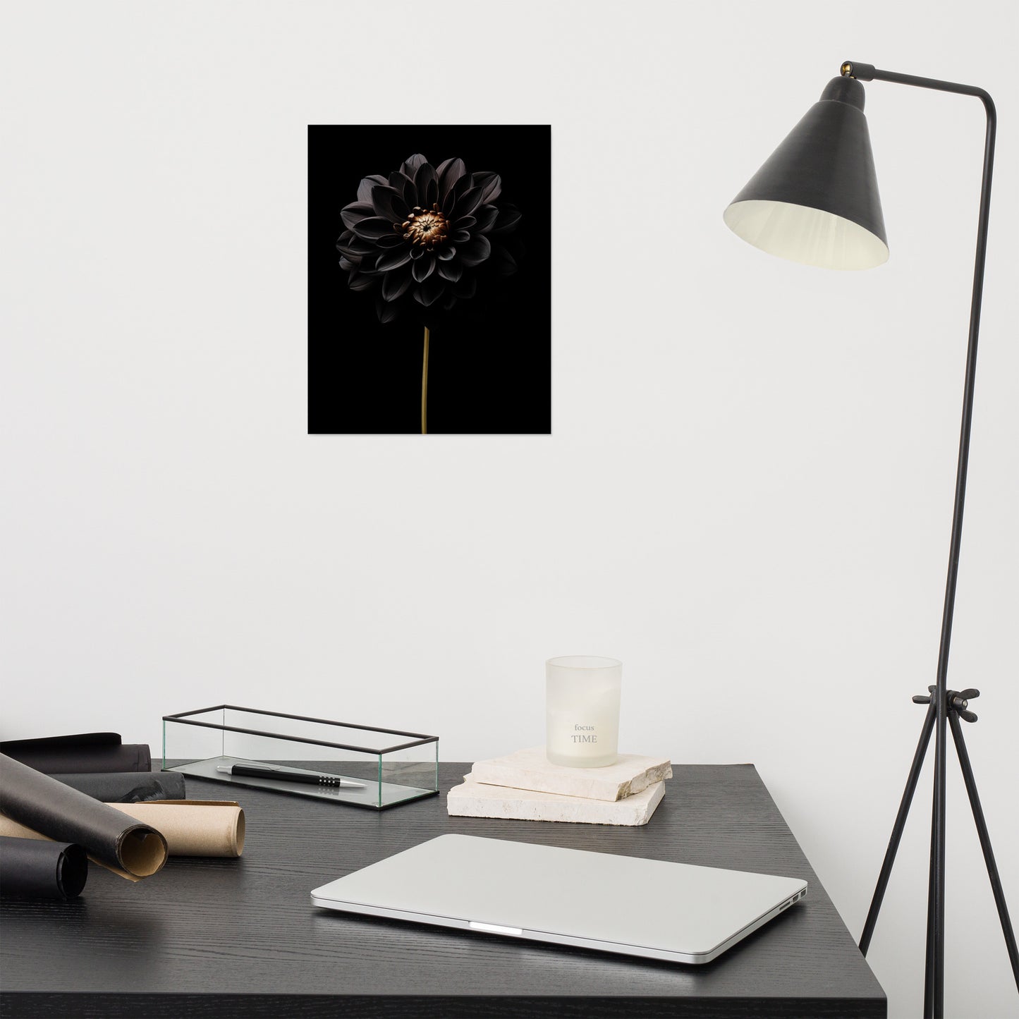 Shadow Blossom Black Flowers Photorealism - Digital Artwork Loose Art Print