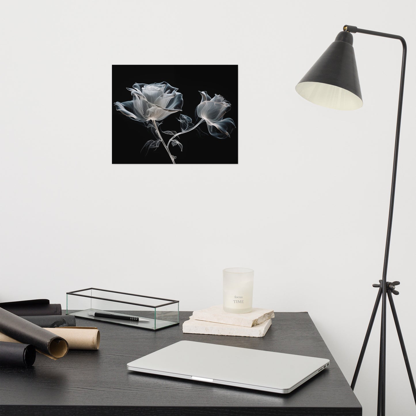 Spectral Roses X-Ray Effect Illustration - Digital Artwork Loose Art Print