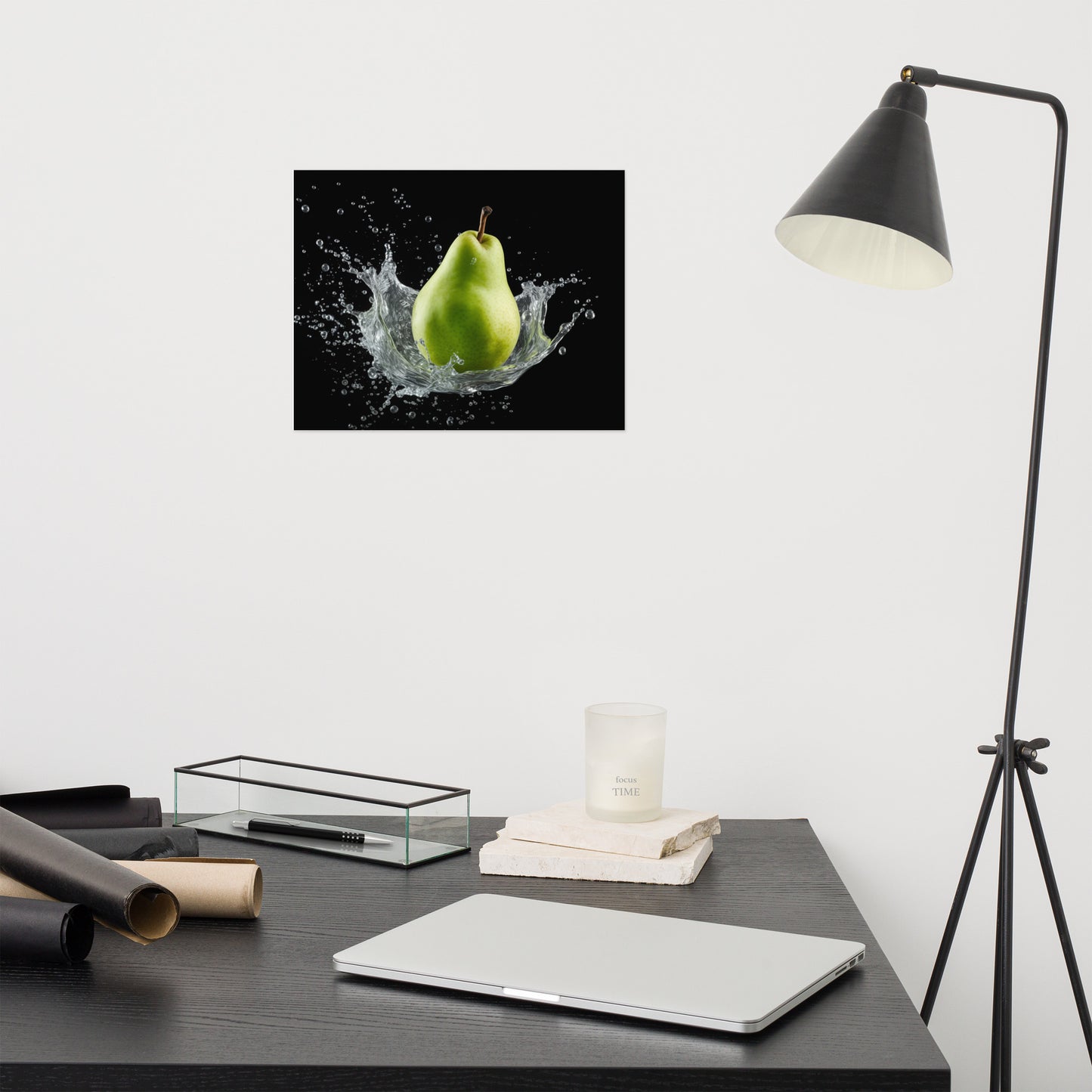 The Crisp Awakening Pear in Water Photorealism - Digital Artwork Loose Art Print