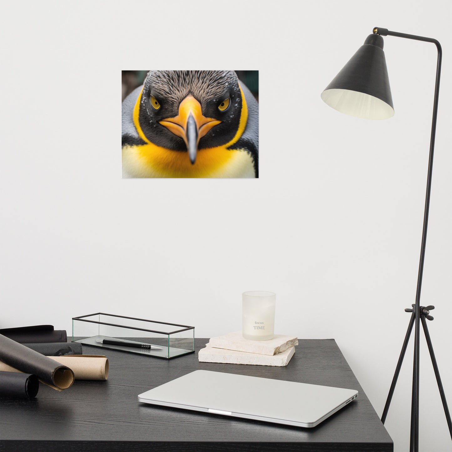 The Emperor's Stare Penguins Photorealism - Digital Artwork Loose Art Print