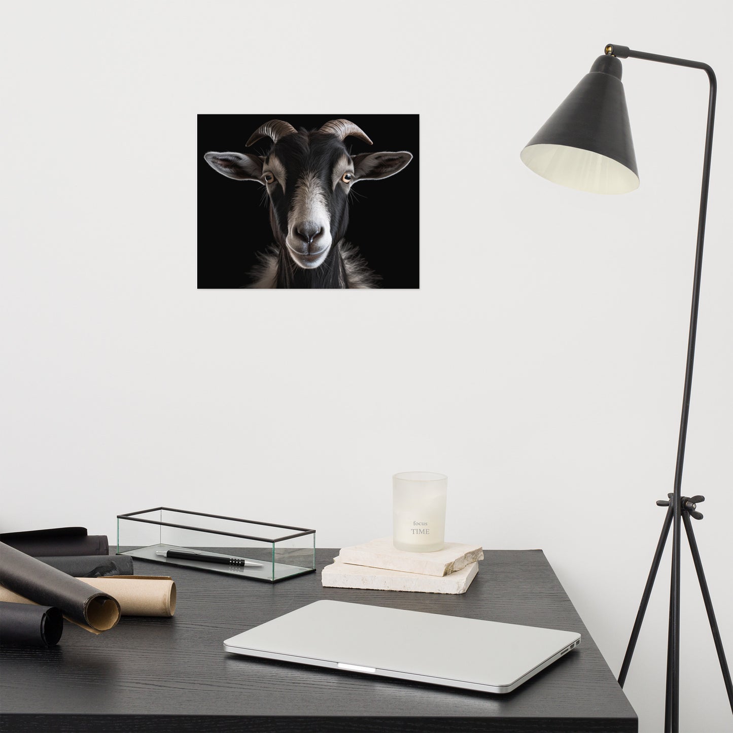 The Gaze Goat Portrait Photorealism - Digital Artwork Loose Art Print