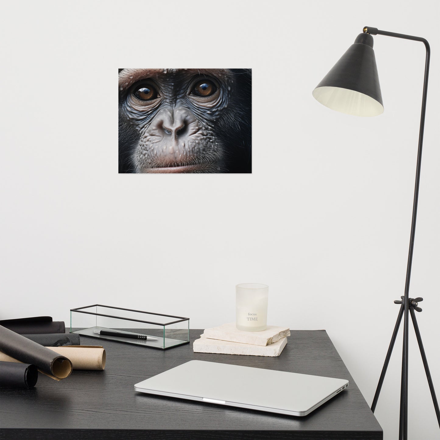 The Chimpanzee Who Stole My Heart Close-up Photorealism - Digital Artwork Loose Art Print