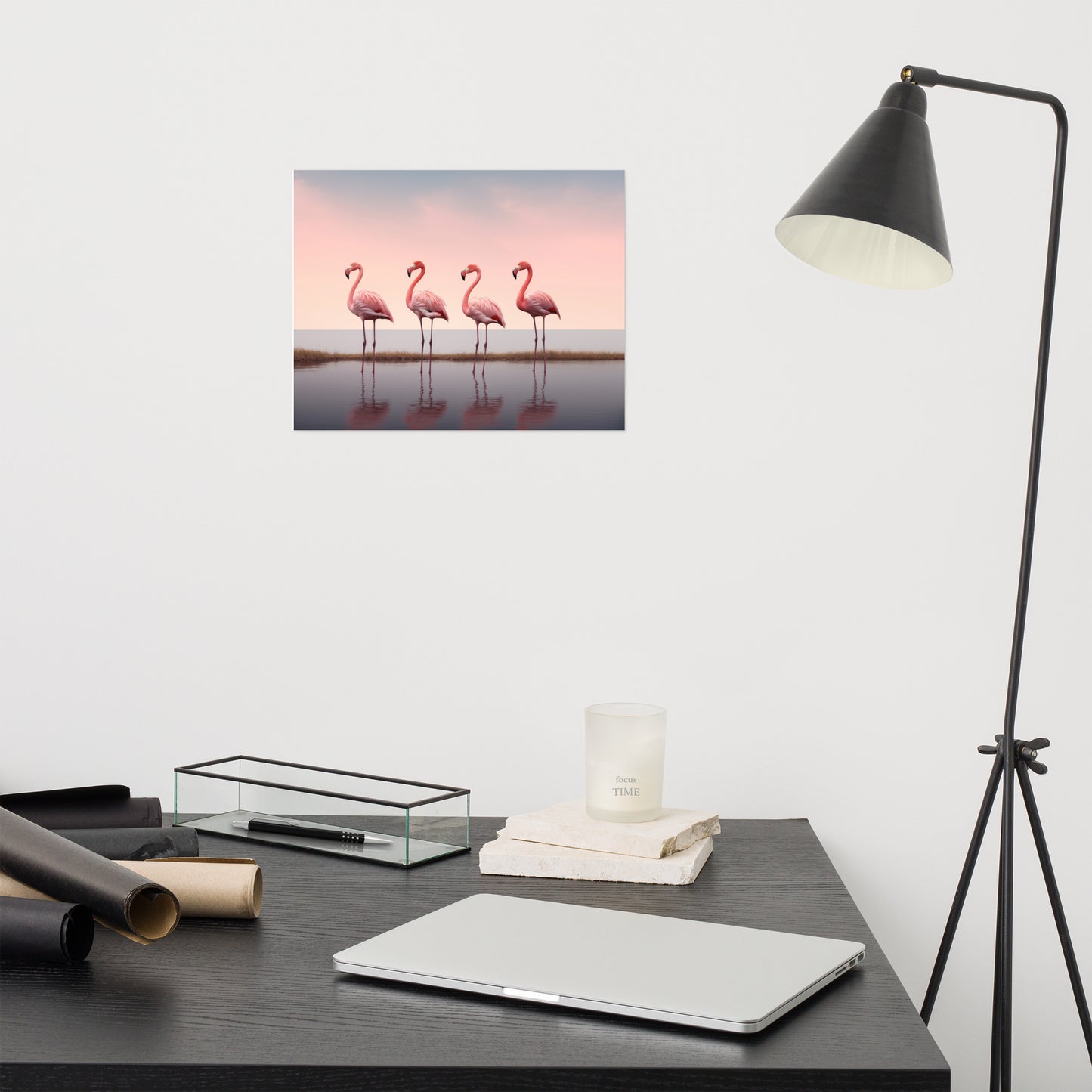 The Pink Quartet Wildlife Photorealism - Digital Artwork Loose Art Print