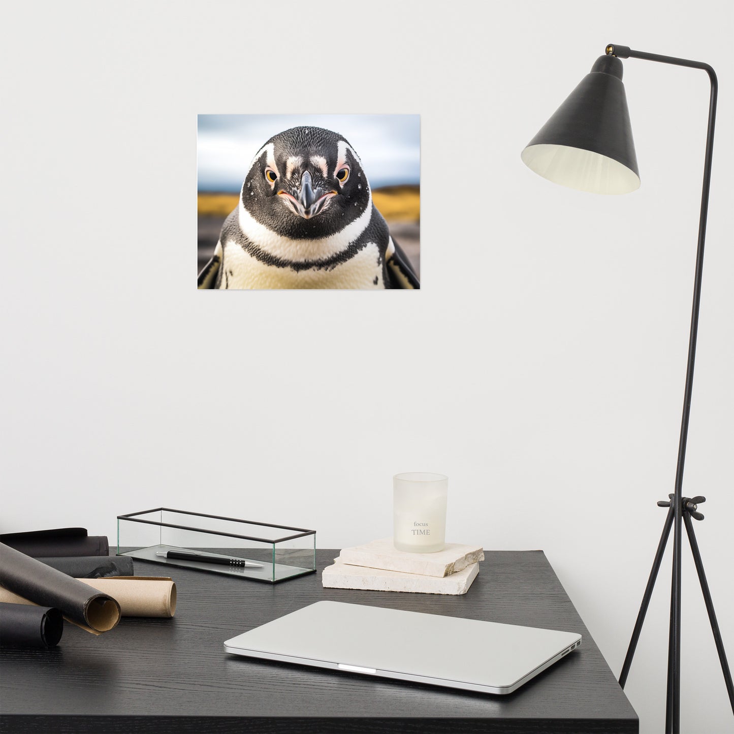 The Stare Down Penguins Photorealism - Digital Artwork Loose Art Print