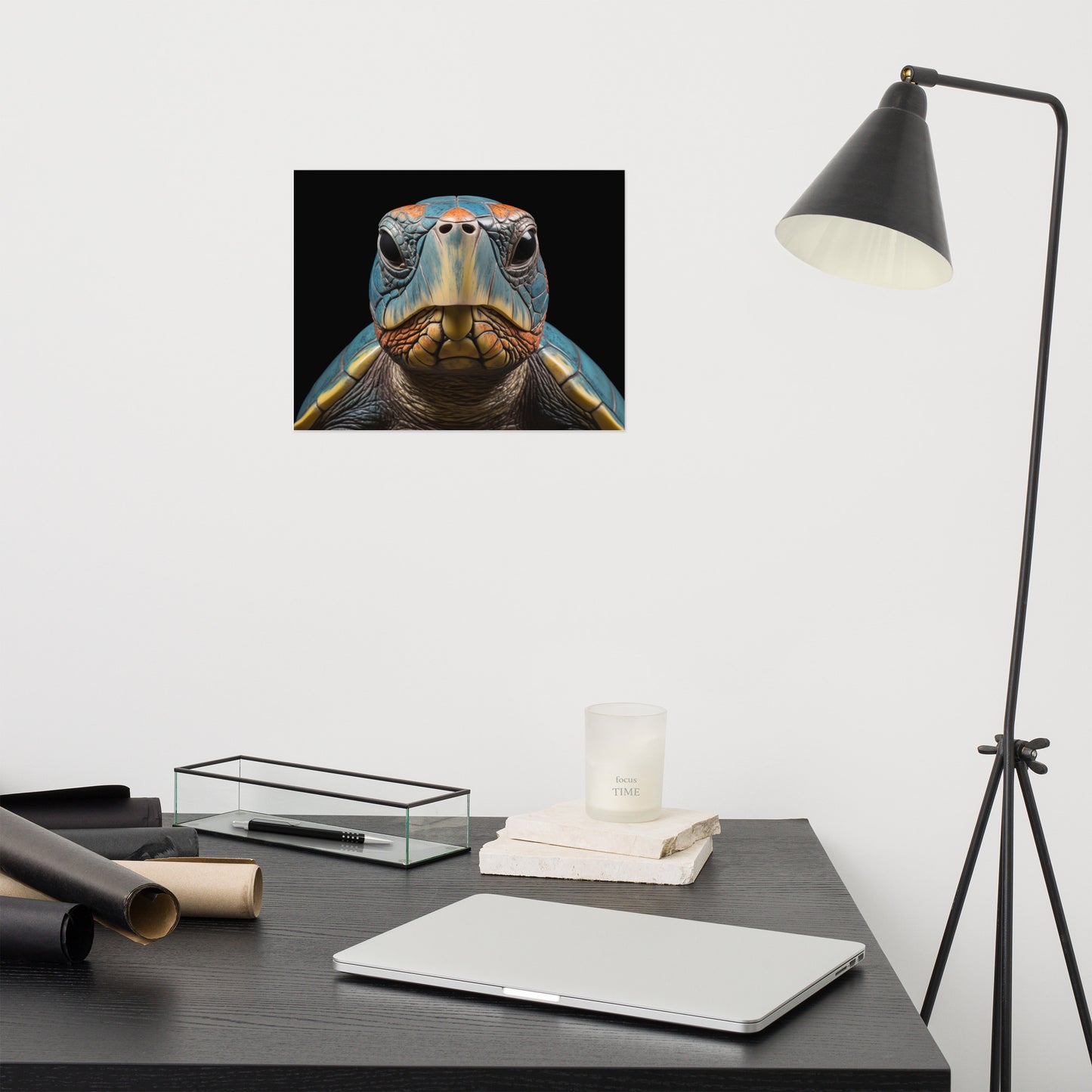 The Wise Wanderer Tortoise Coastal Photorealism - Digital Artwork Loose Art Print