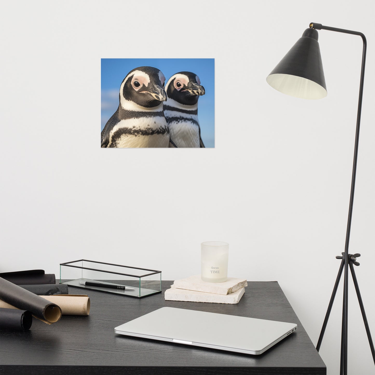 Together Forever Penguins Photorealism - Digital Artwork Loose Art Print