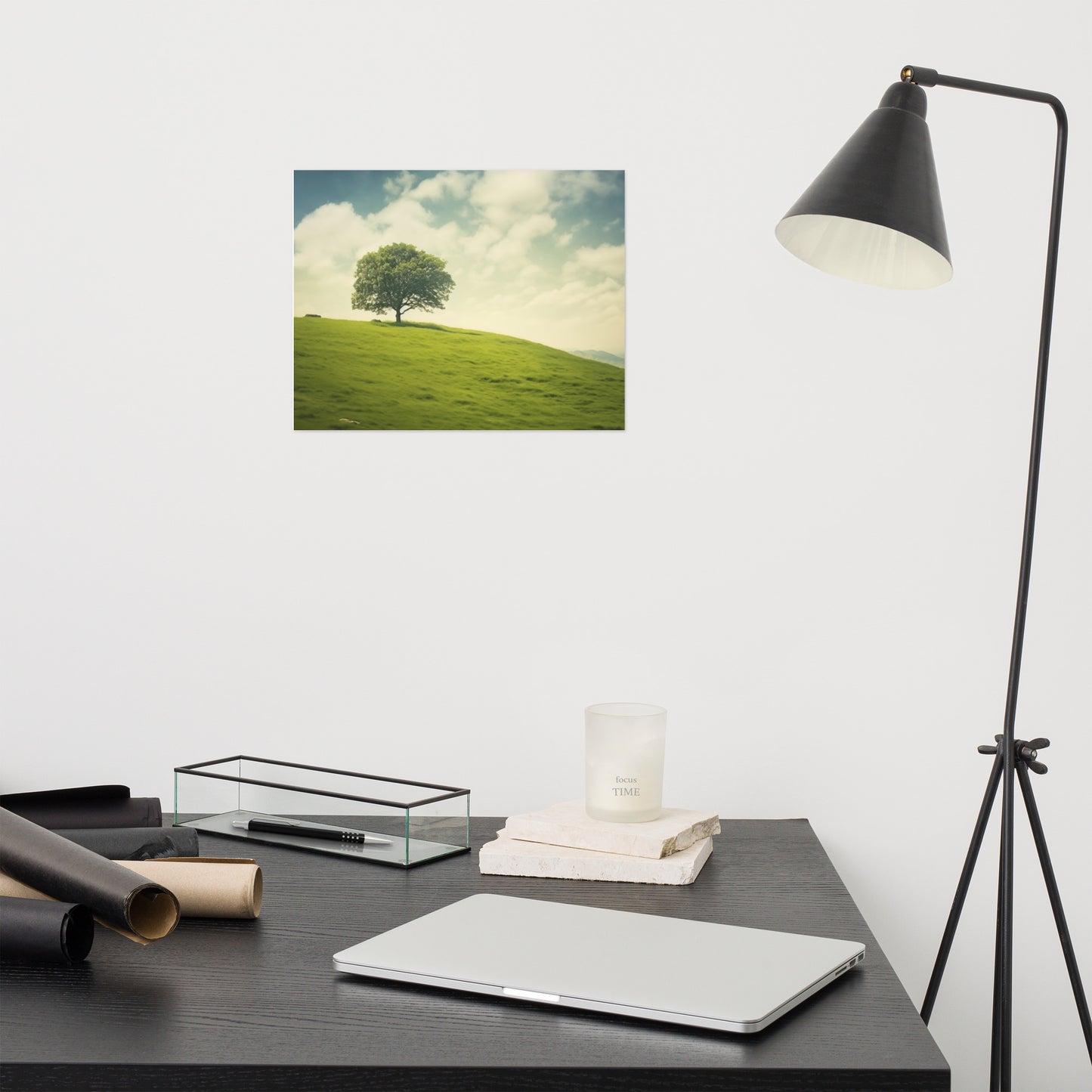 Tranquil Solitude Minimal Botanical Retro Subdued Photorealism - Digital Artwork Loose Art Print