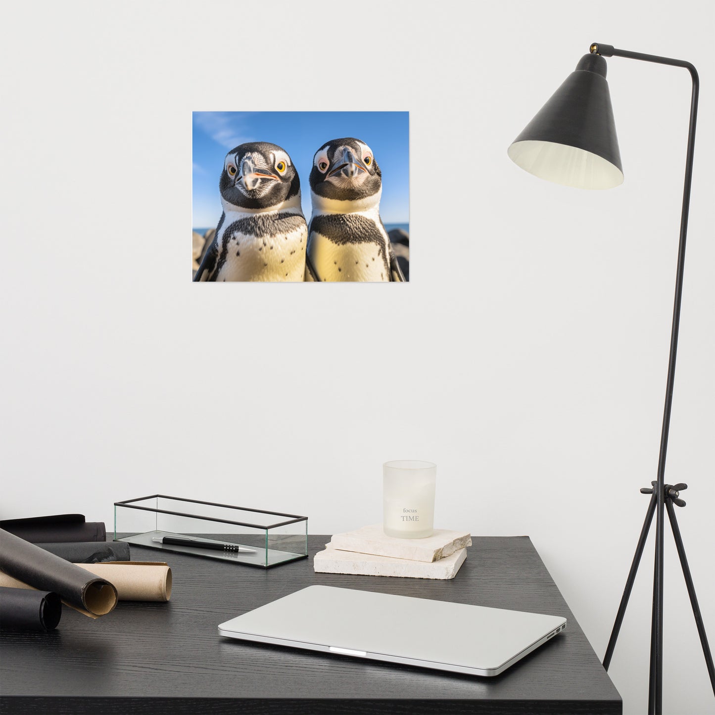 Twin Beaks Penguins Photorealism - Digital Artwork Loose Art Print