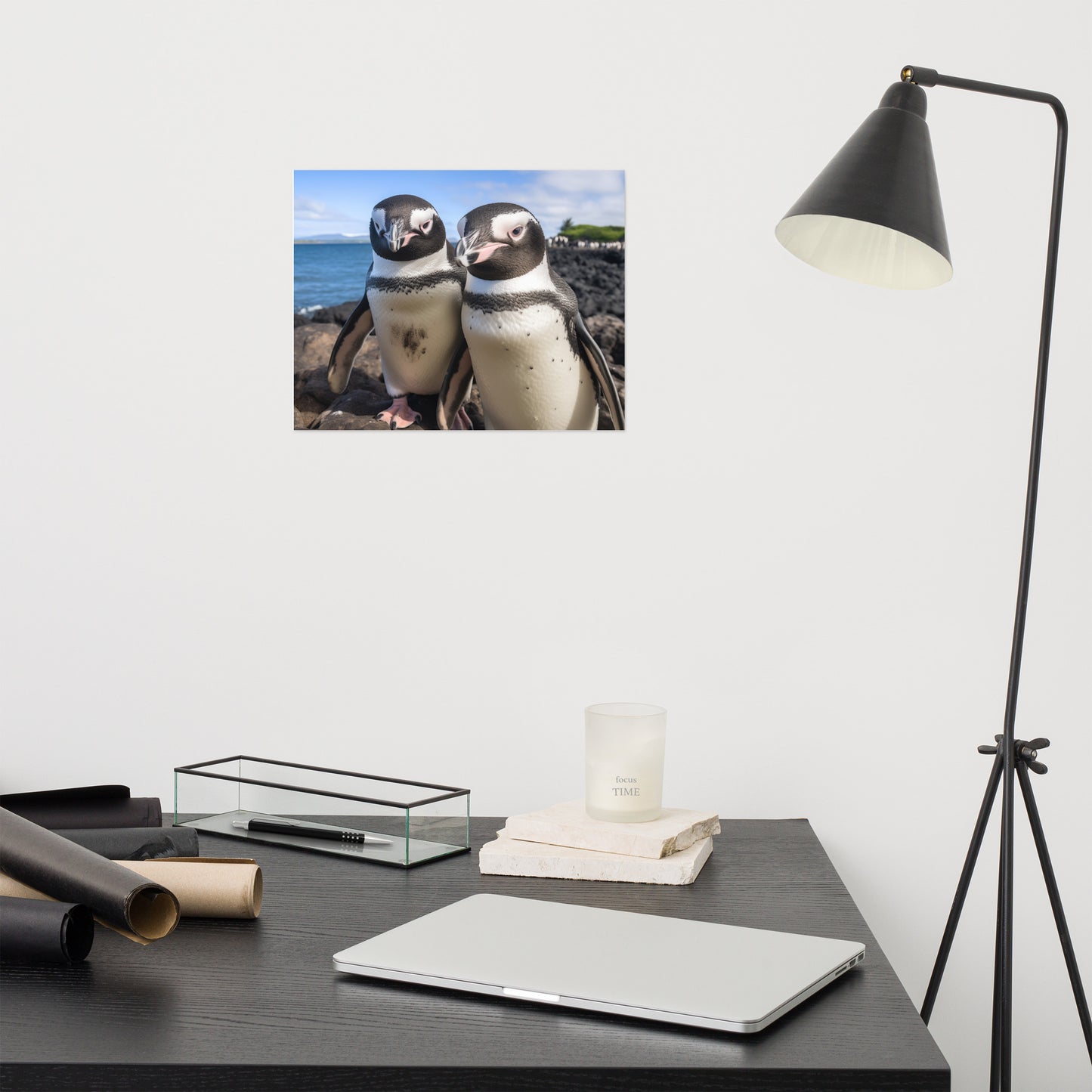 Two of a Feather Penguins Photorealism - Digital Artwork Loose Art Print