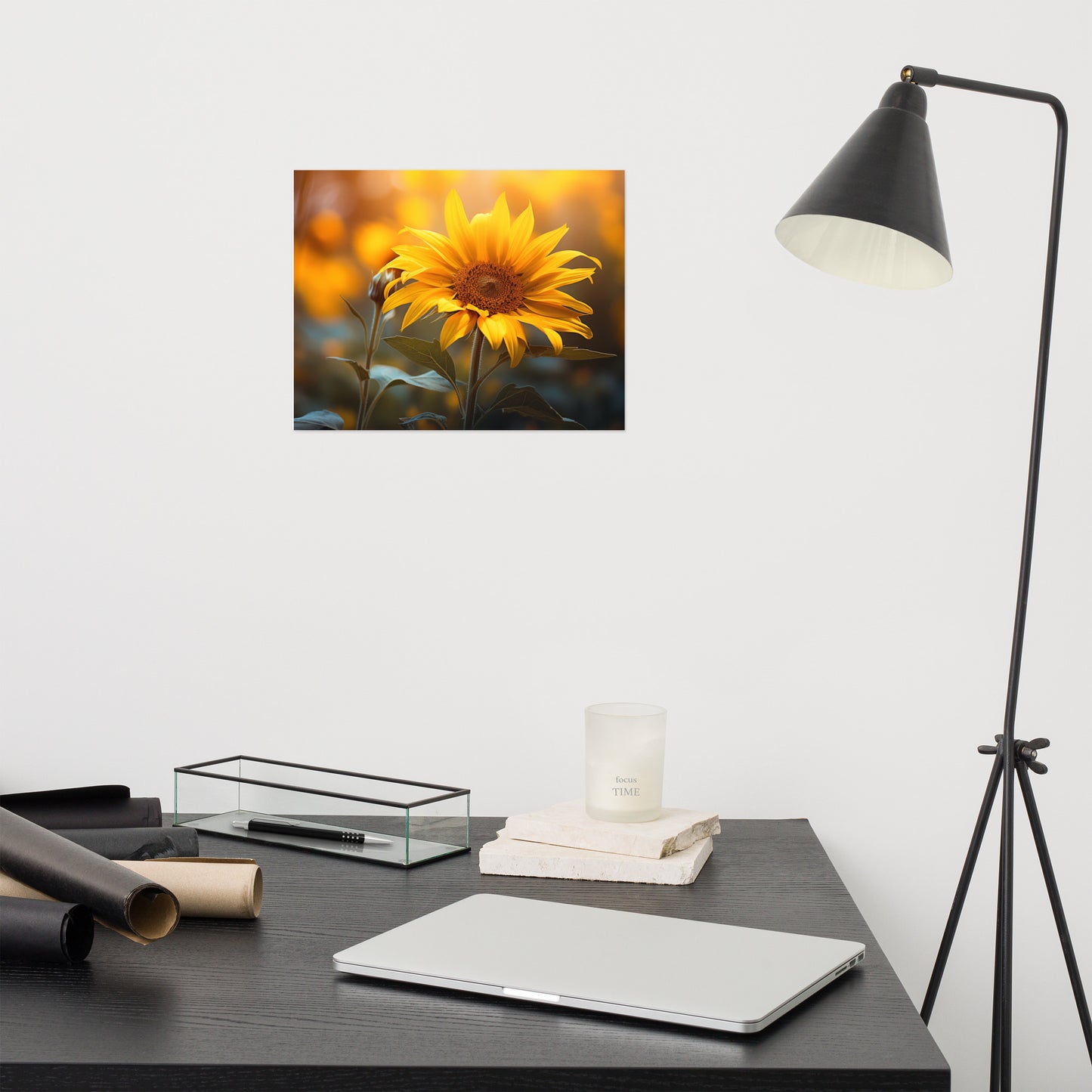 Where the Sunflowers Meet the Sun Photorealism - Digital Artwork Loose Art Print