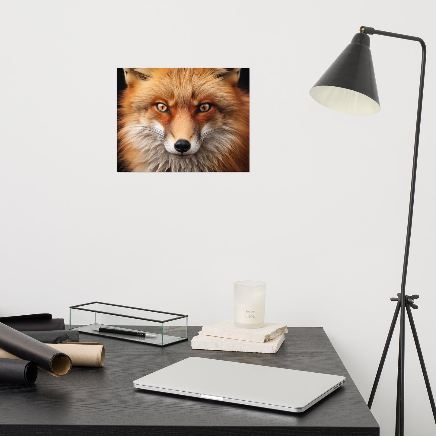 Wildfire Eyes Red Fox Portrait Photorealism - Digital Artwork Loose Art Print