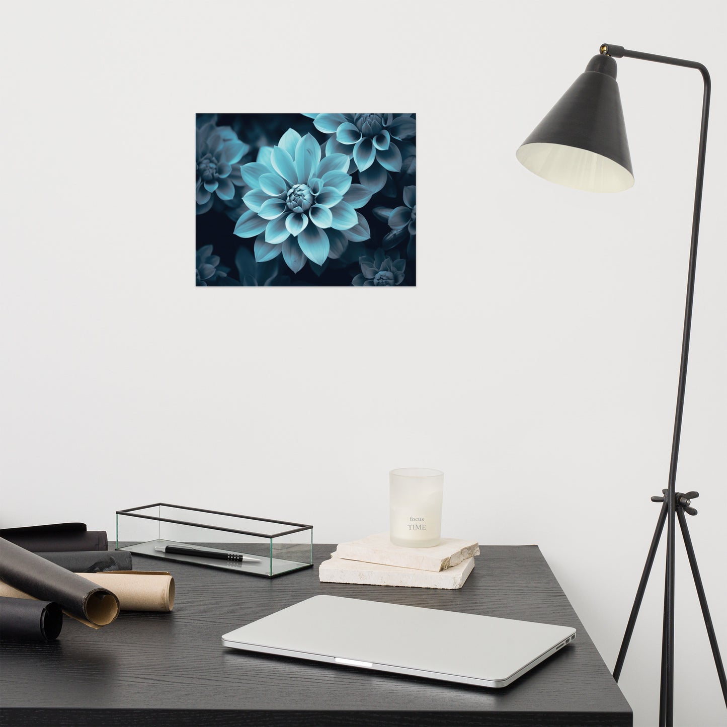 Teal Art: Cerulean Cluster Realism Painting Digital Artwork Loose Art Print