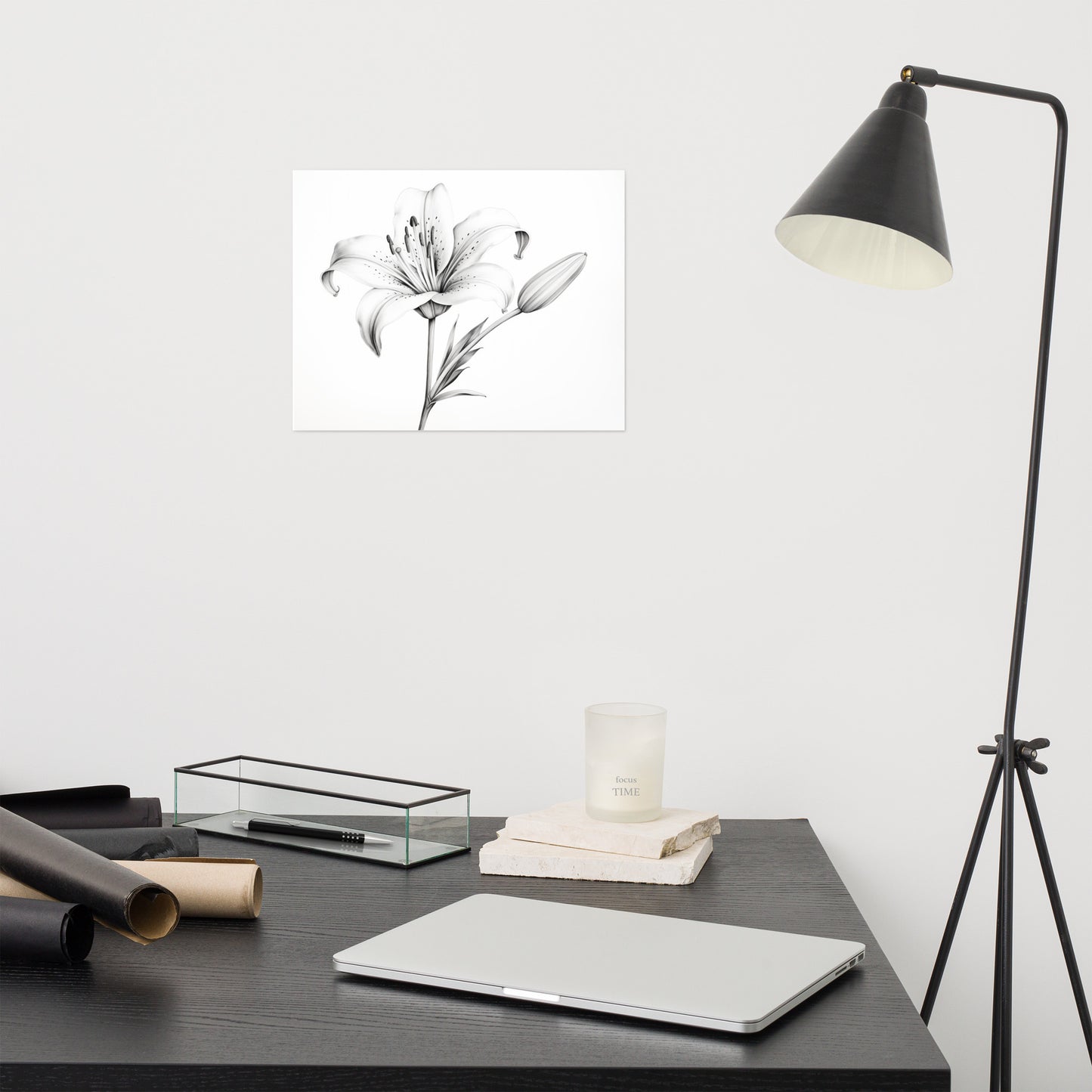 Aesthetic Drawing Flowers: Ephemeral Beauty Lily Pencil Sketch Charcoal Drawing Digital Artwork Loose Art Print