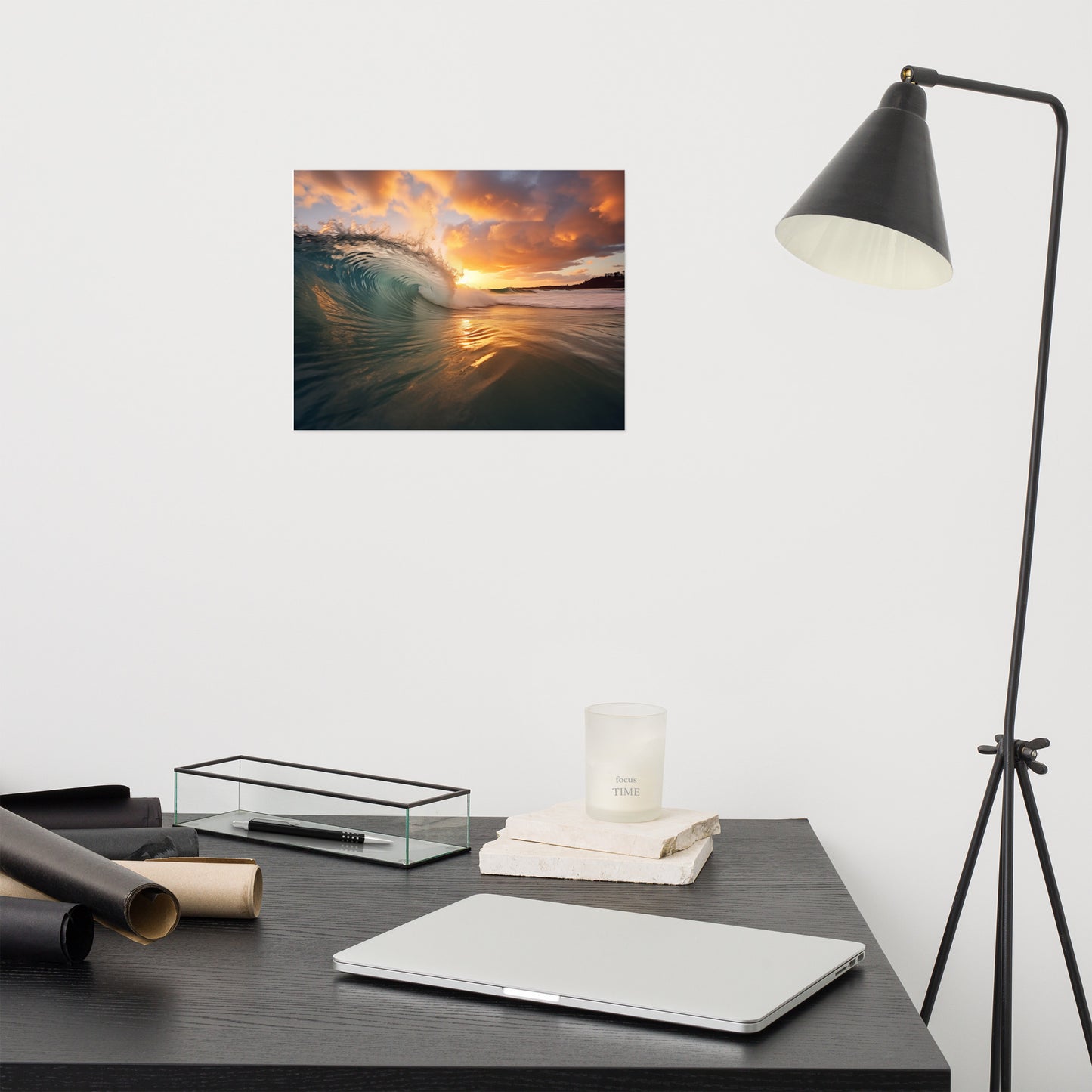 Sunset Beach Wall Art: Ephemeral Whispers Realism Painting Digital Artwork Loose Art Print