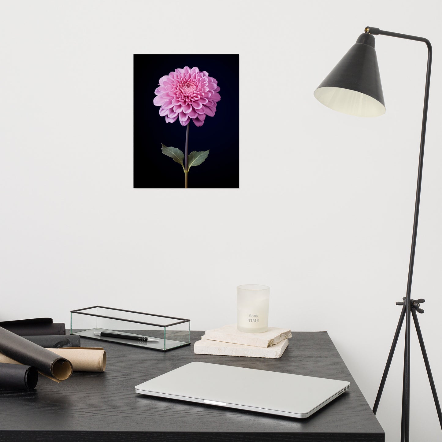 Soft Serenity Single Pink Flower Photorealistic Painting Digital Artwork Loose Art Print