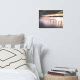 Moody Ruined Pier and Mountain Range Landscape Photo Loose Wall Art Prints